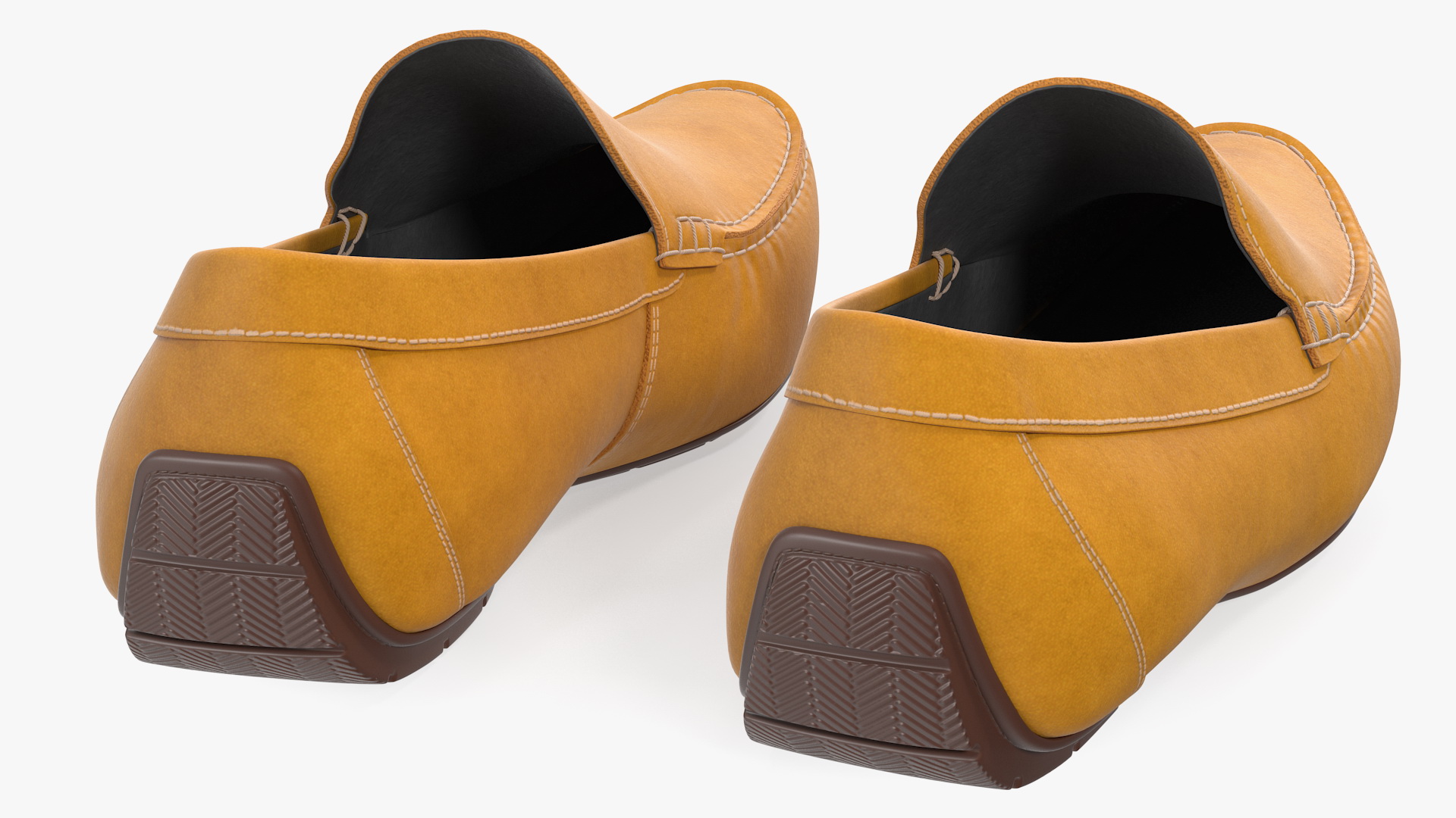 Tan Leather Loafer Shoes 3D model