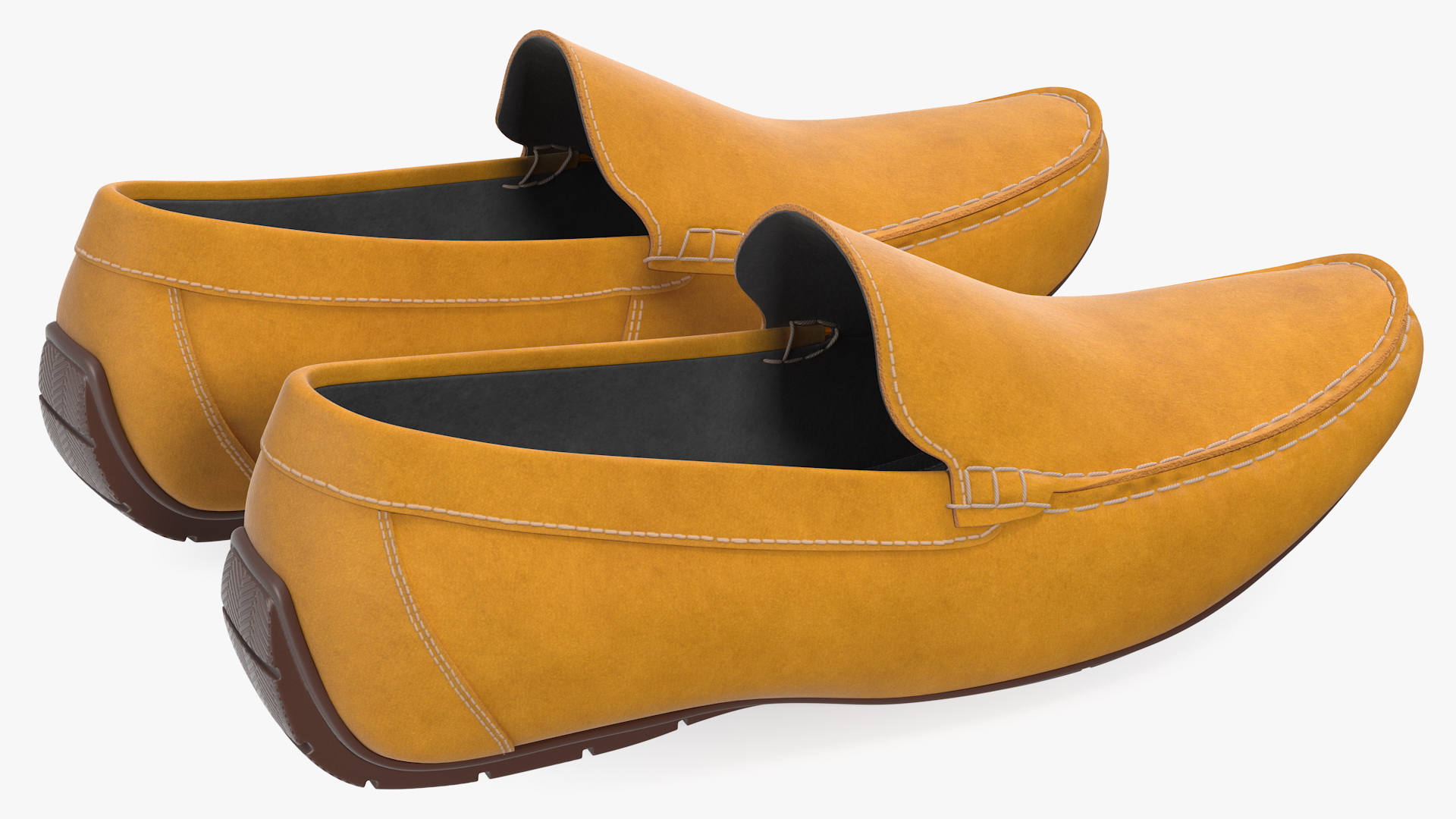 Tan Leather Loafer Shoes 3D model