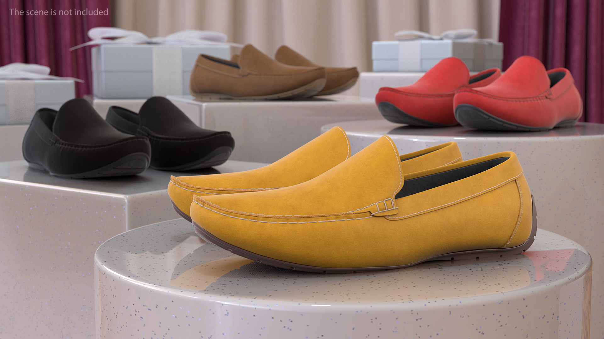 Tan Leather Loafer Shoes 3D model