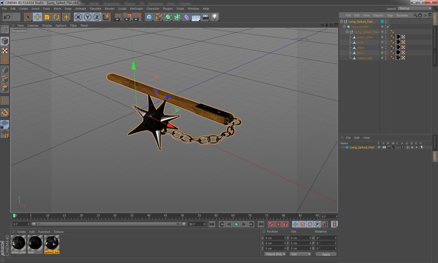 Long Spiked Flail 3D