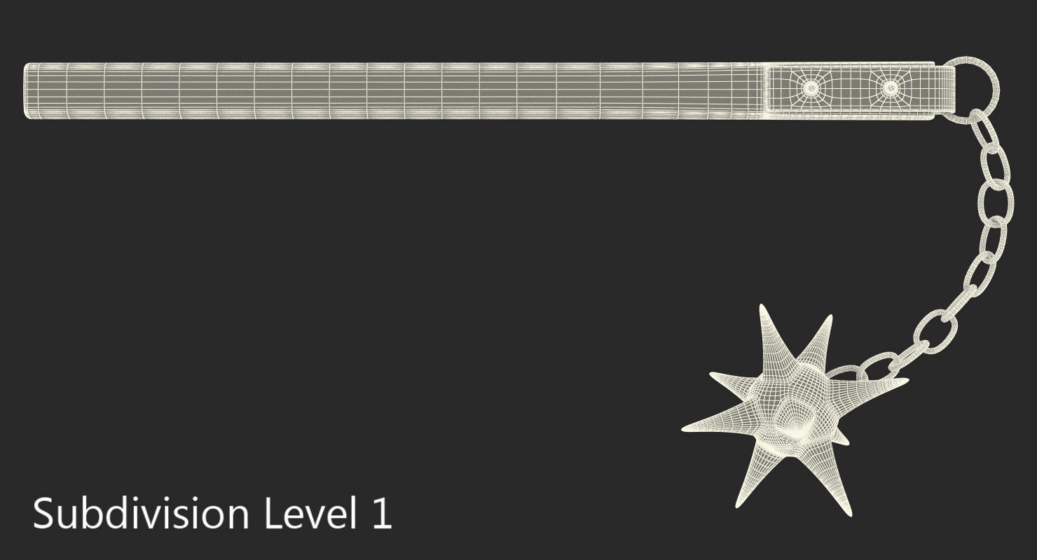 Long Spiked Flail 3D