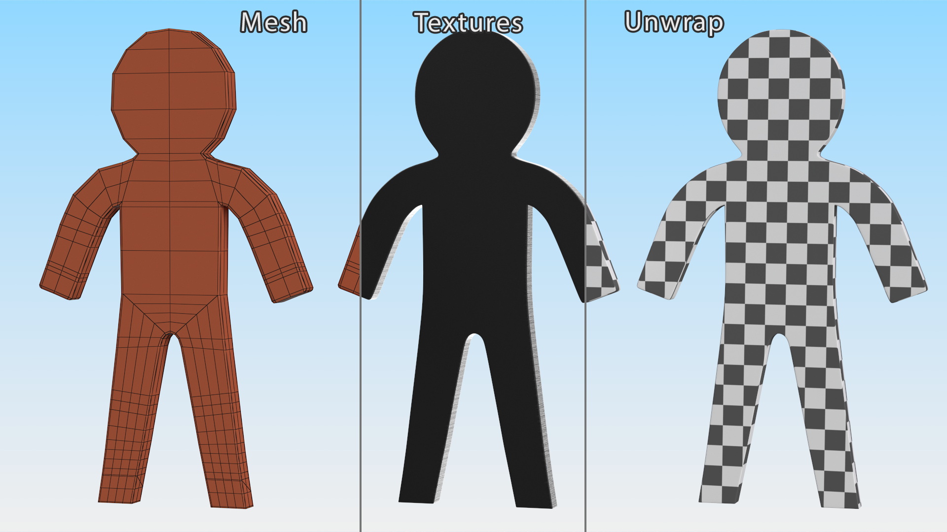 3D Plastic Stickman Rigged Black for Maya model