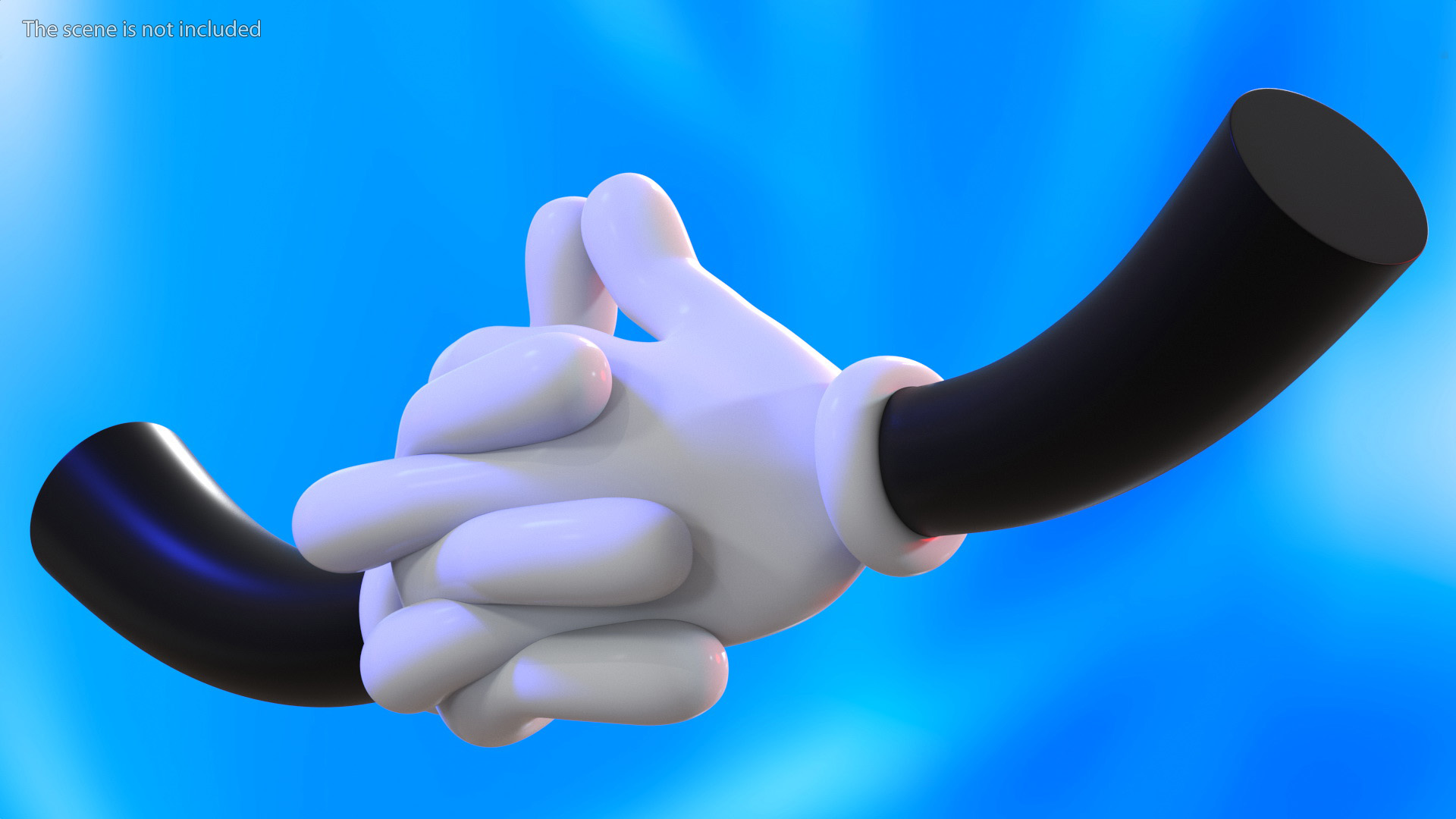 3D Cartoon Hands Fingers Locked Pose model