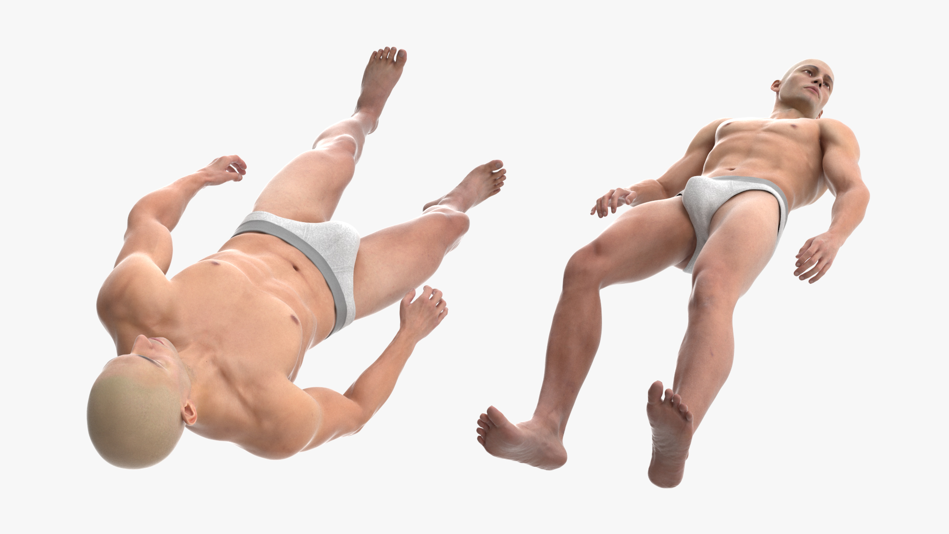 3D Athletic Male Figure in Underwear model