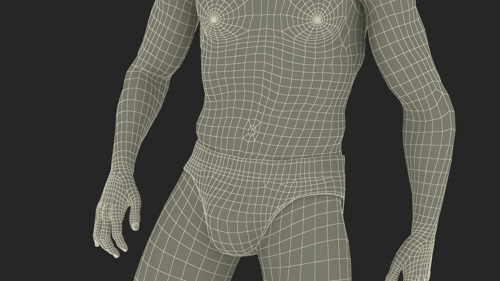 3D Athletic Male Figure in Underwear model