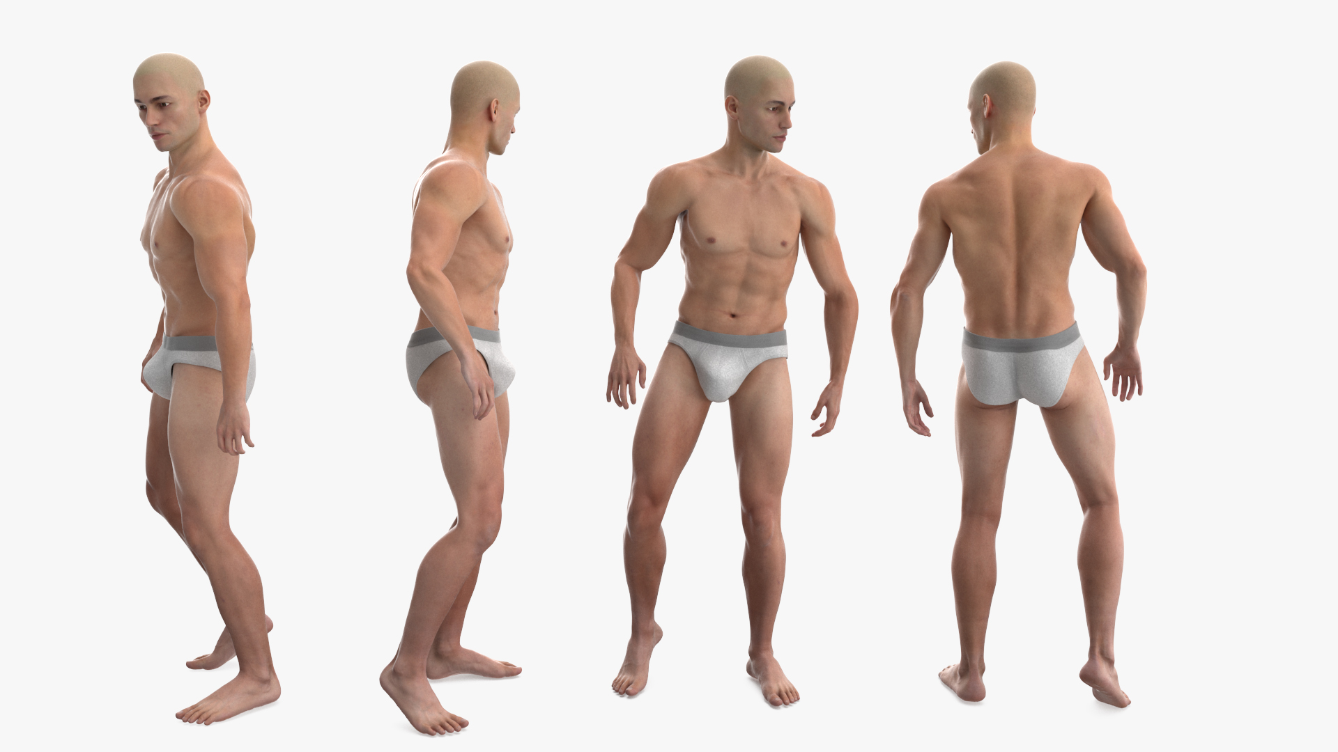 3D Athletic Male Figure in Underwear model