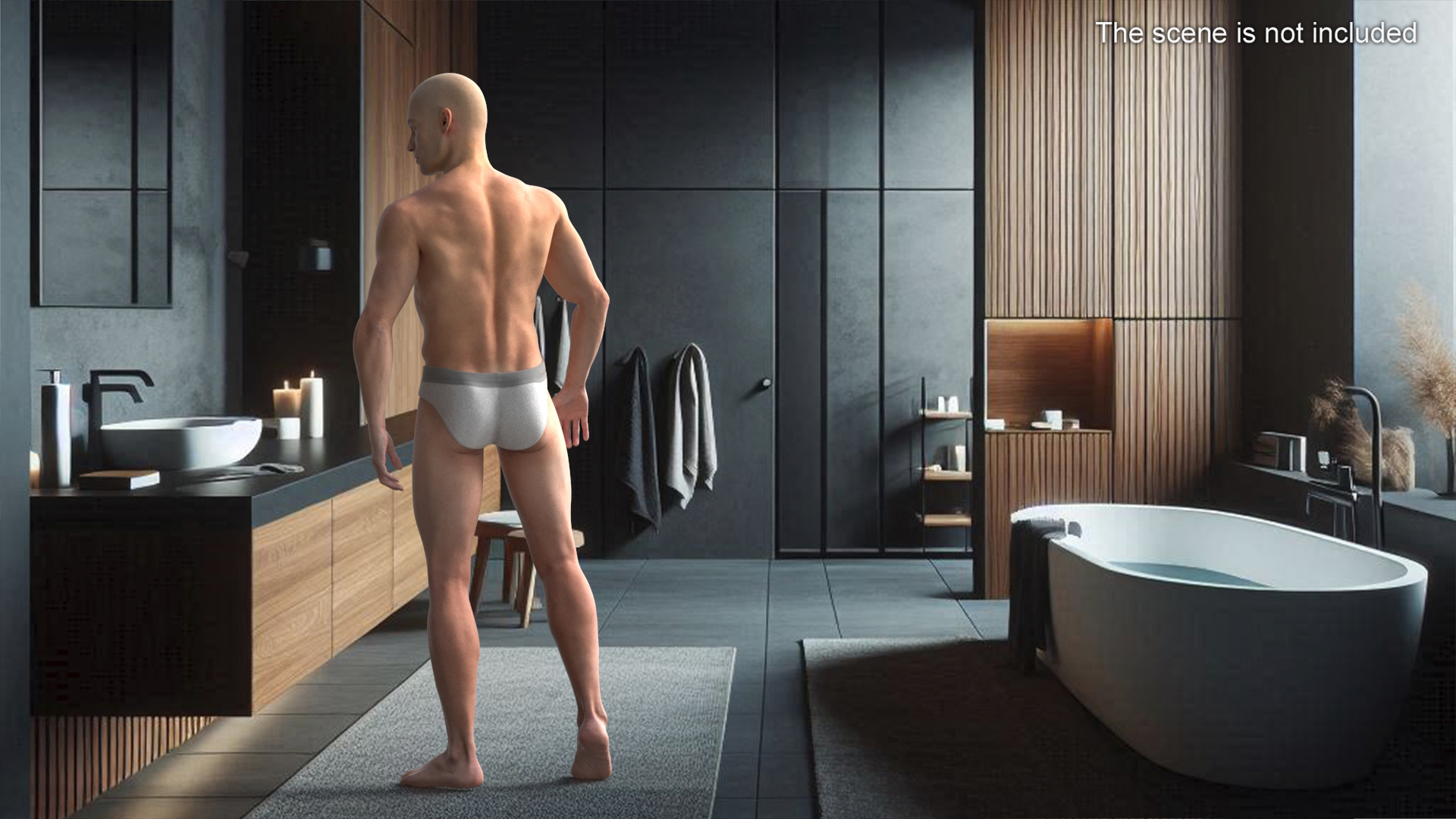3D Athletic Male Figure in Underwear model