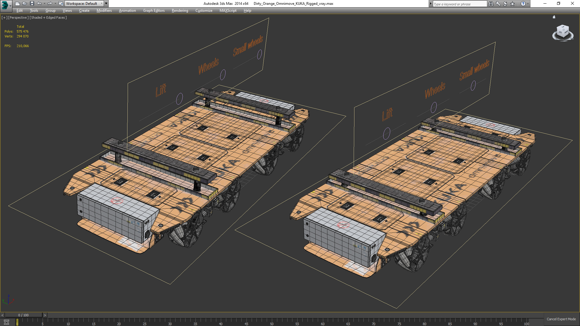 Dirty Orange Omnimove KUKA Rigged for Cinema 4D 3D