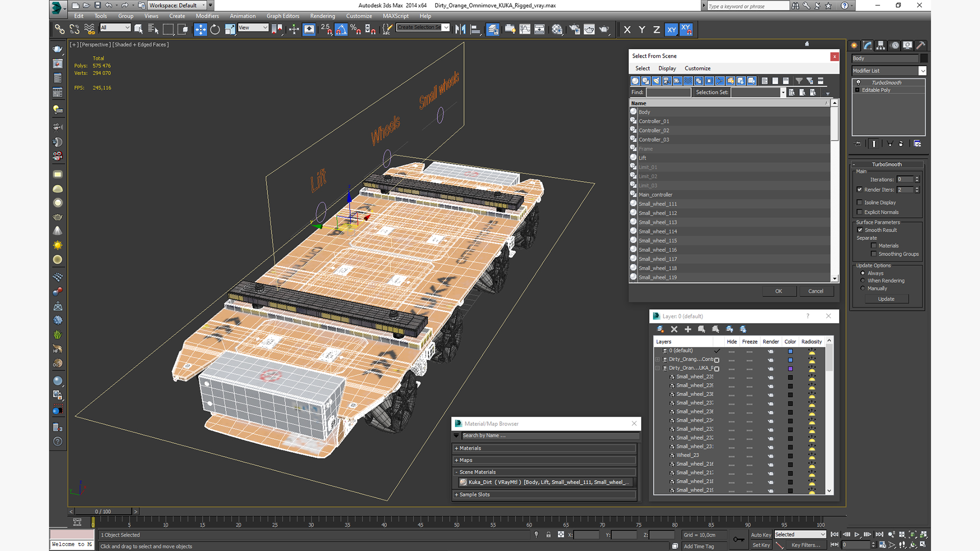 Dirty Orange Omnimove KUKA Rigged for Cinema 4D 3D