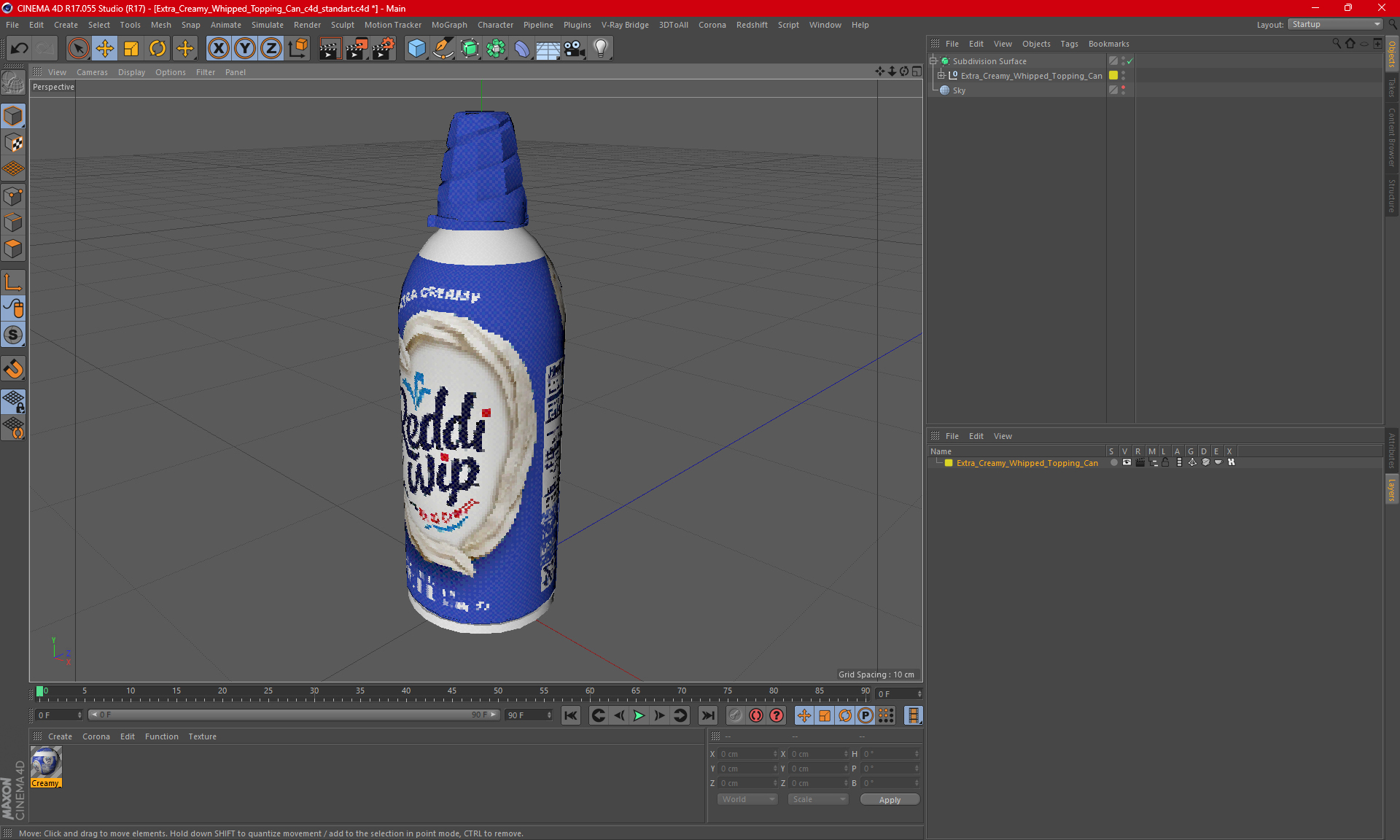 Extra Creamy Whipped Topping Can 3D