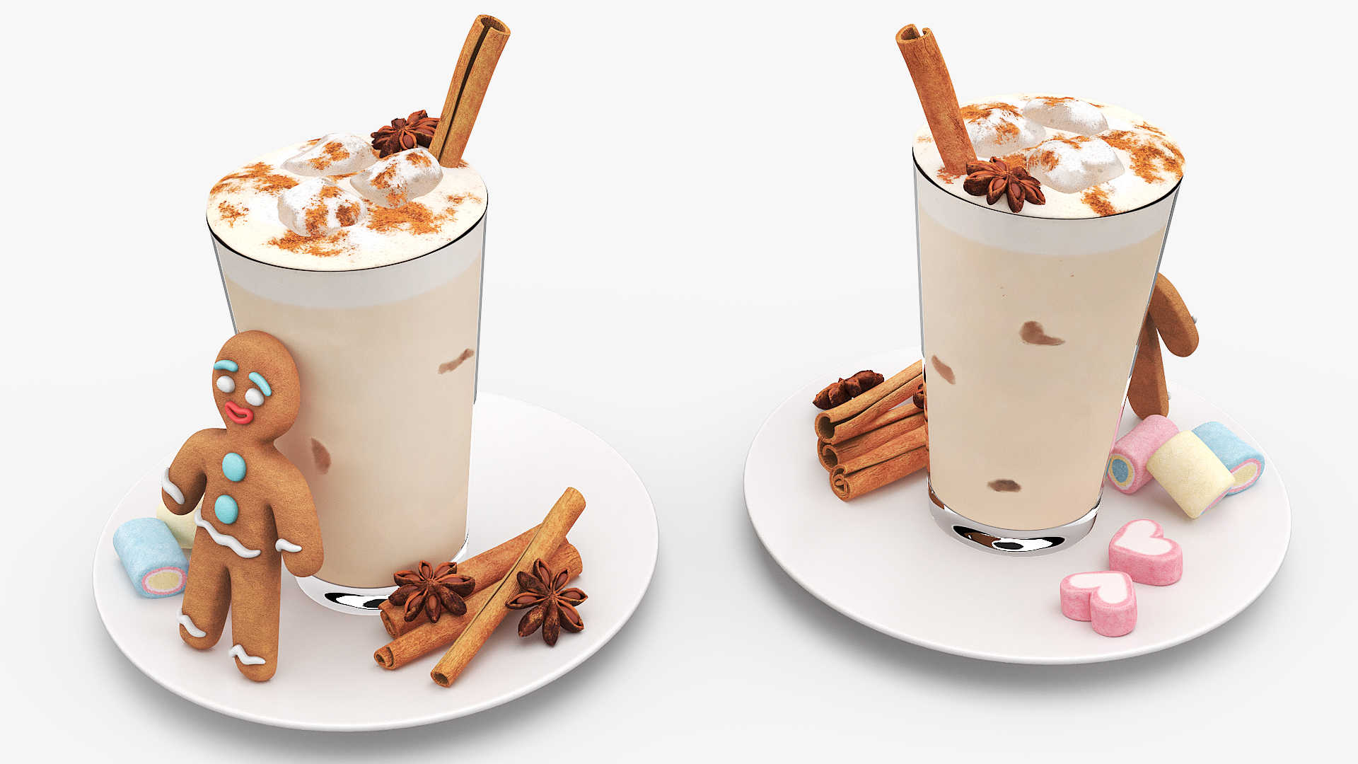 Iced Cinnamon Latte with Gingerbread Cookie