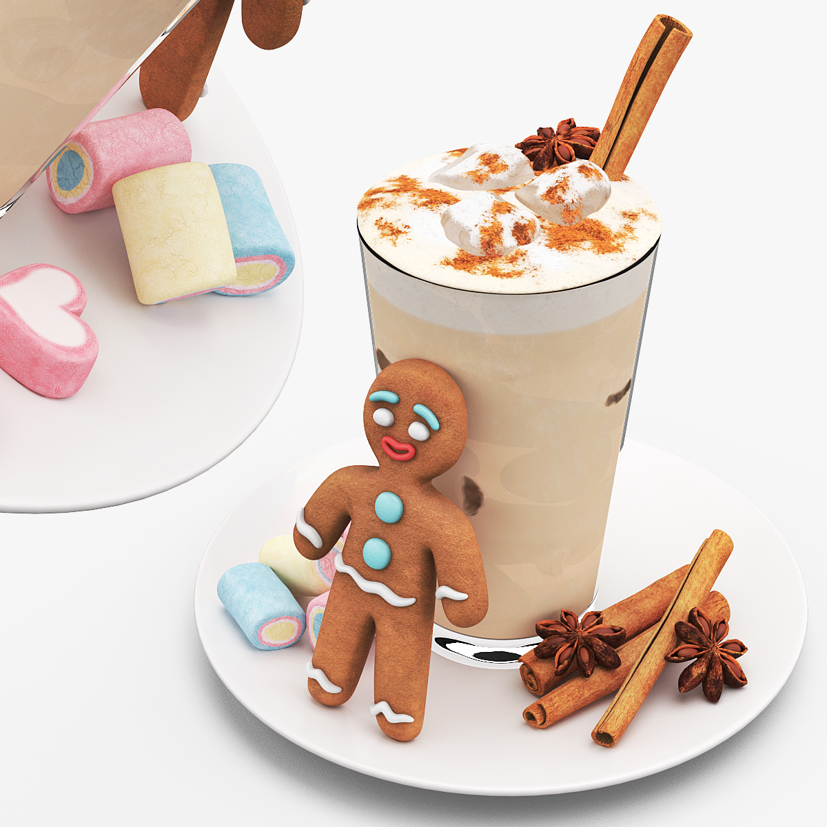 Iced Cinnamon Latte with Gingerbread Cookie