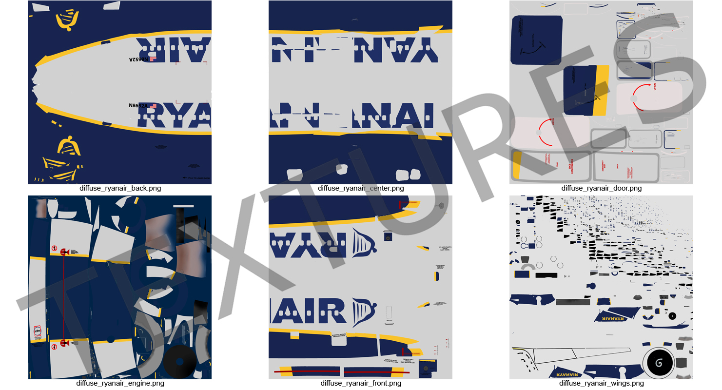 Boeing 737 600 Ryanair Rigged 3D model