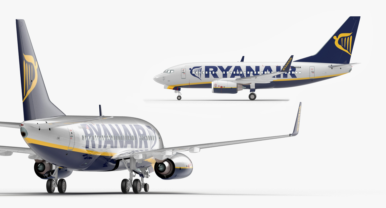 Boeing 737 600 Ryanair Rigged 3D model