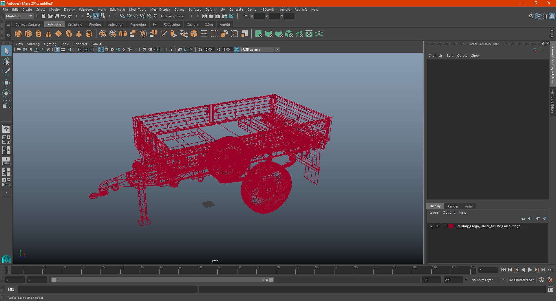 Military Cargo Trailer M1082 Camouflage 3D model