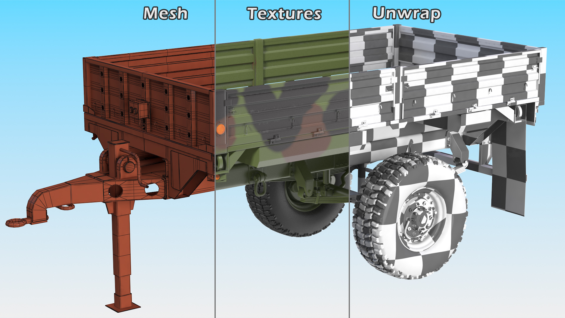 Military Cargo Trailer M1082 Camouflage 3D model