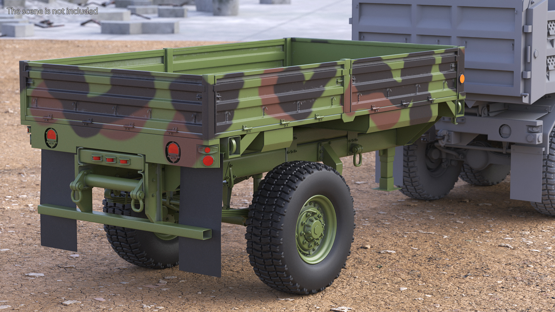 Military Cargo Trailer M1082 Camouflage 3D model