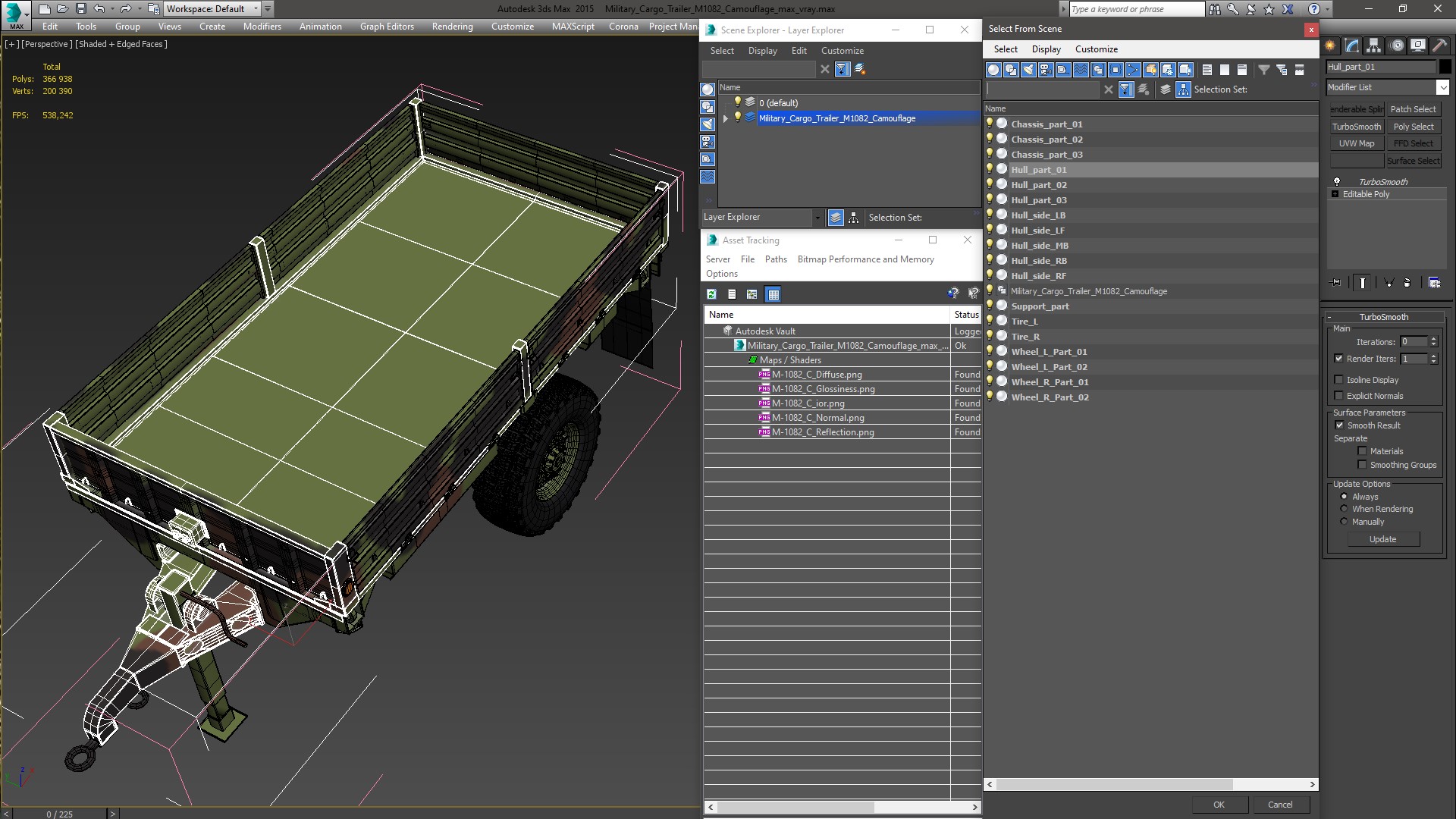 Military Cargo Trailer M1082 Camouflage 3D model