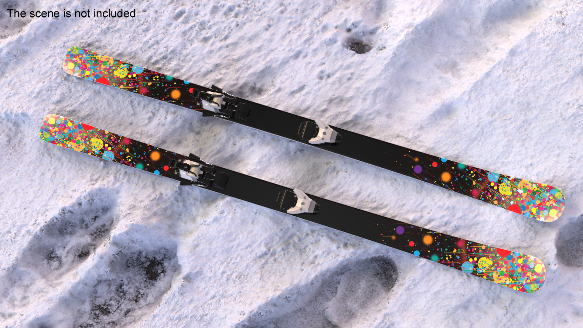 3D Snow Skis With Bindings model