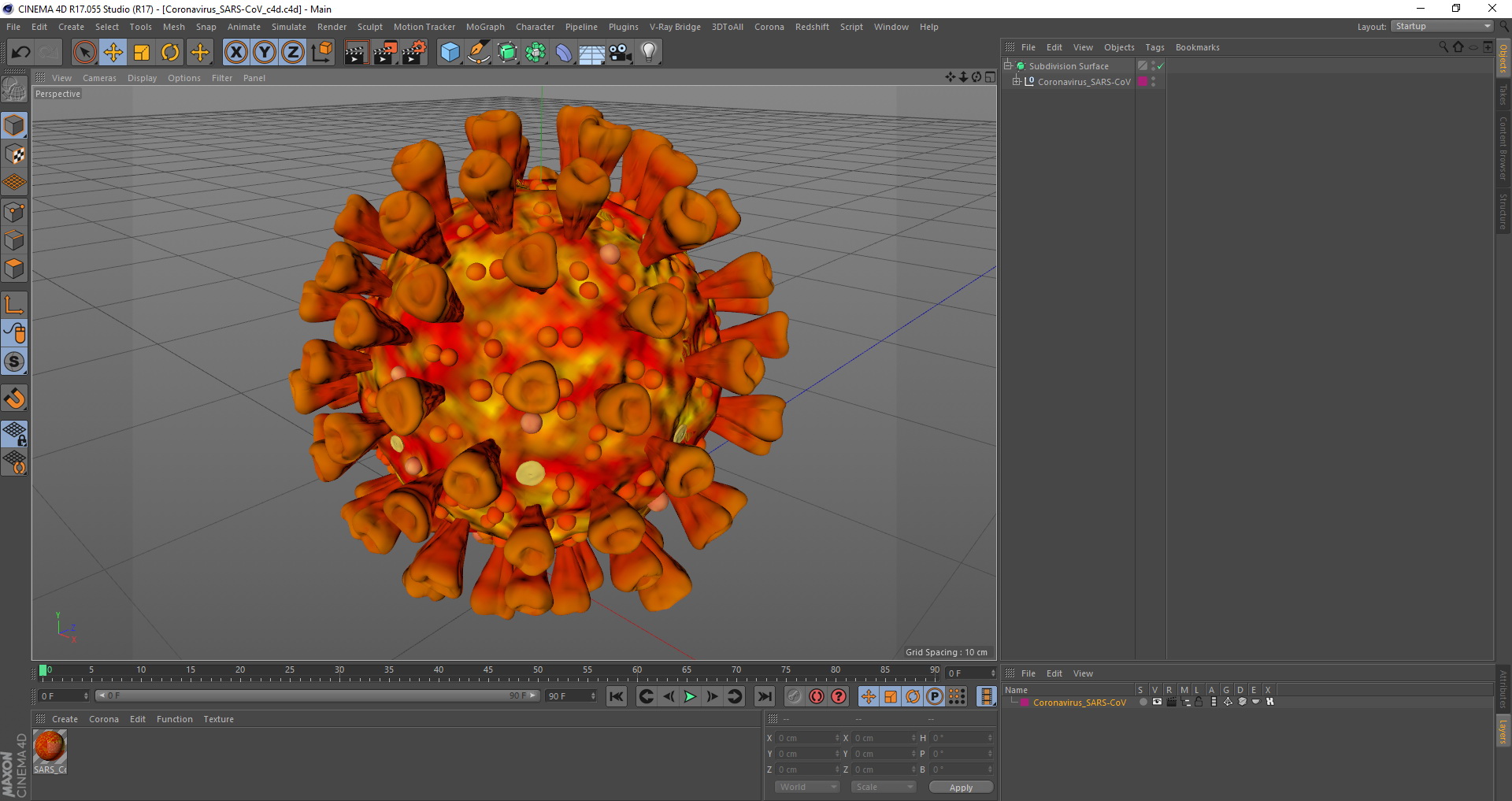3D model Coronavirus SARS-CoV