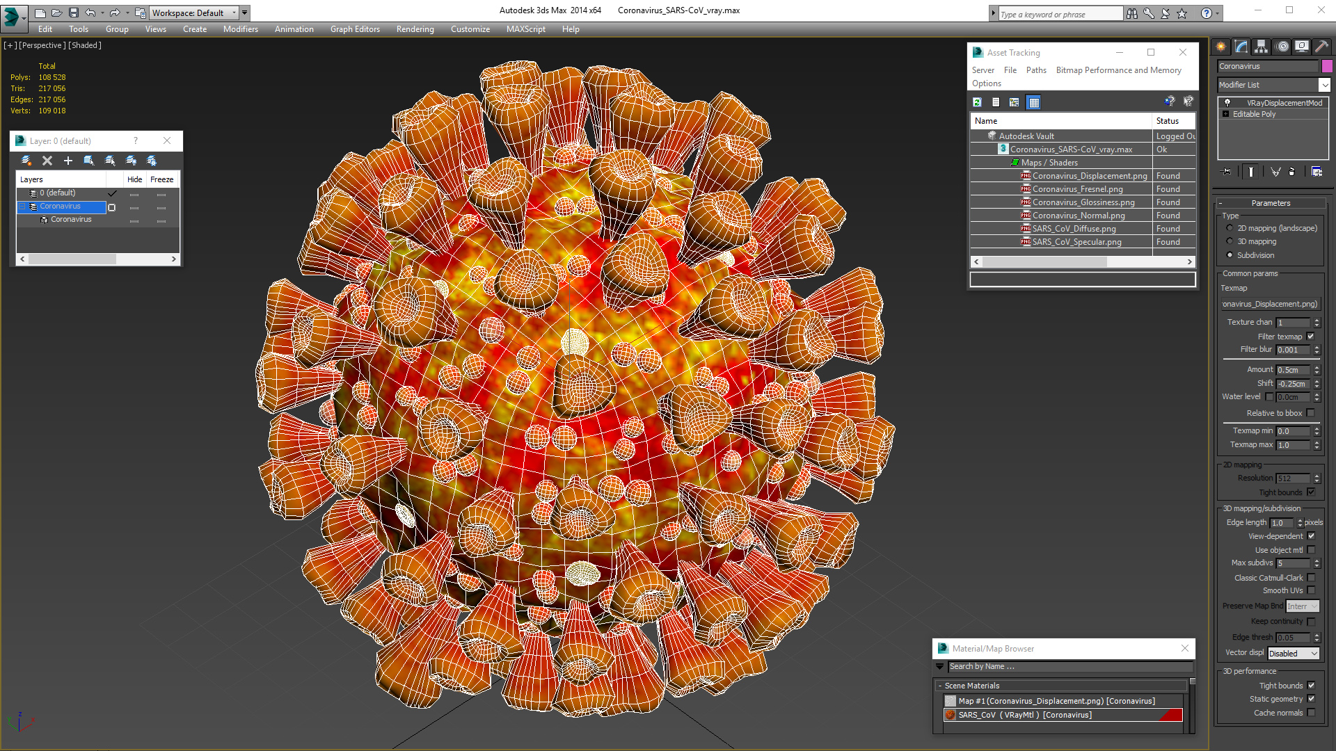 3D model Coronavirus SARS-CoV