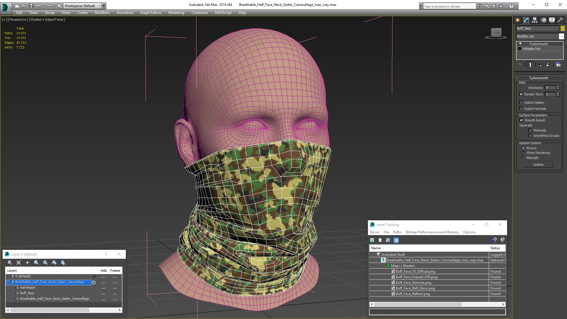 3D Breathable Half Face Neck Gaiter Camouflage model