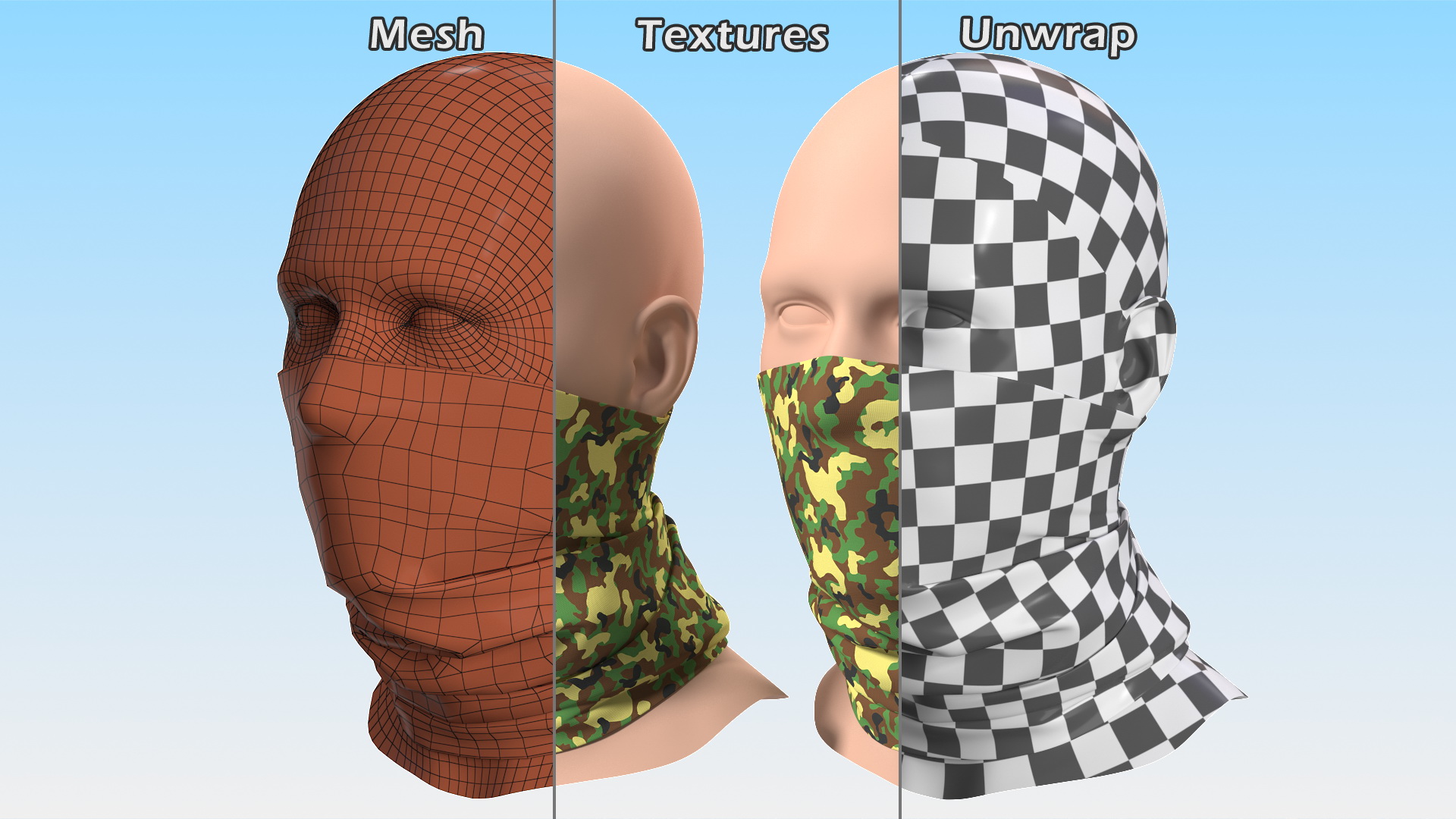 3D Breathable Half Face Neck Gaiter Camouflage model