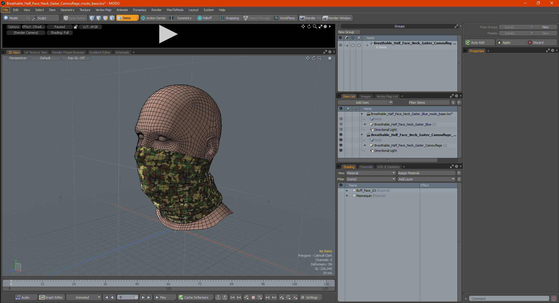 3D Breathable Half Face Neck Gaiter Camouflage model