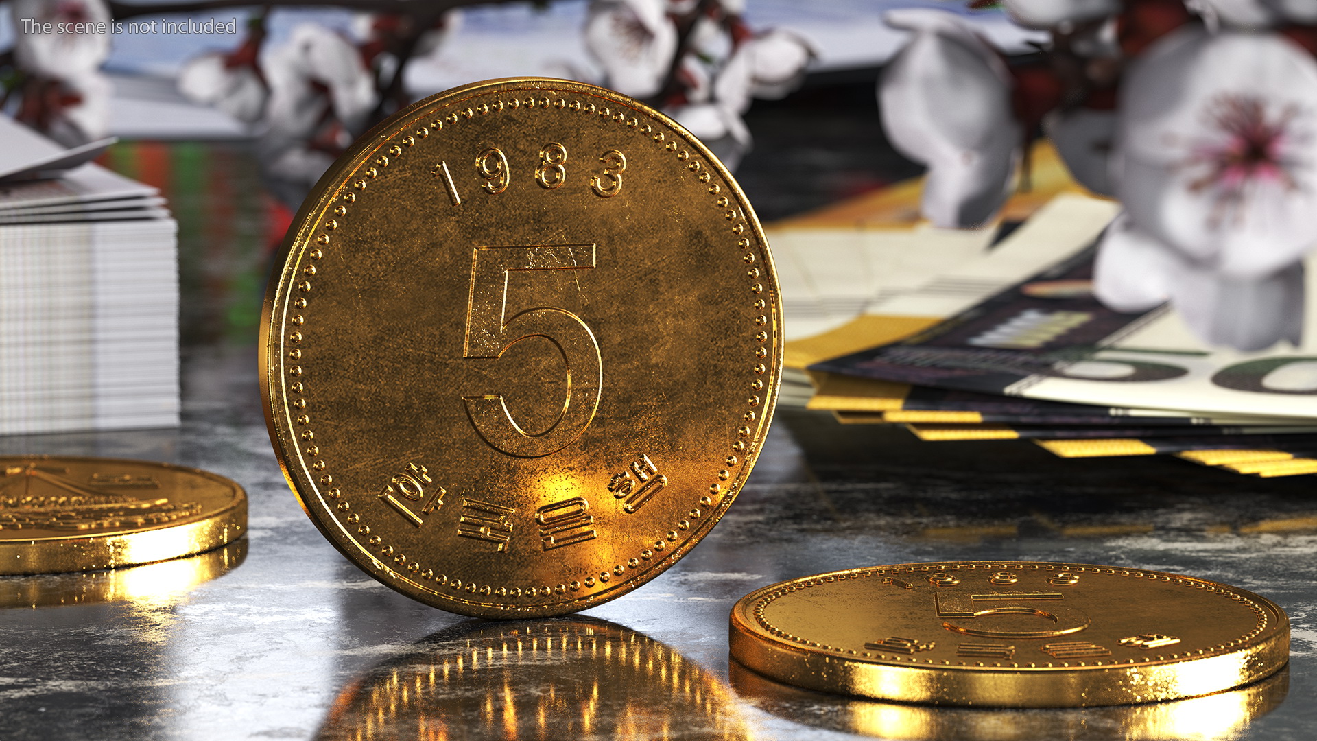 South Korea 5 Won 1983 Coin 3D
