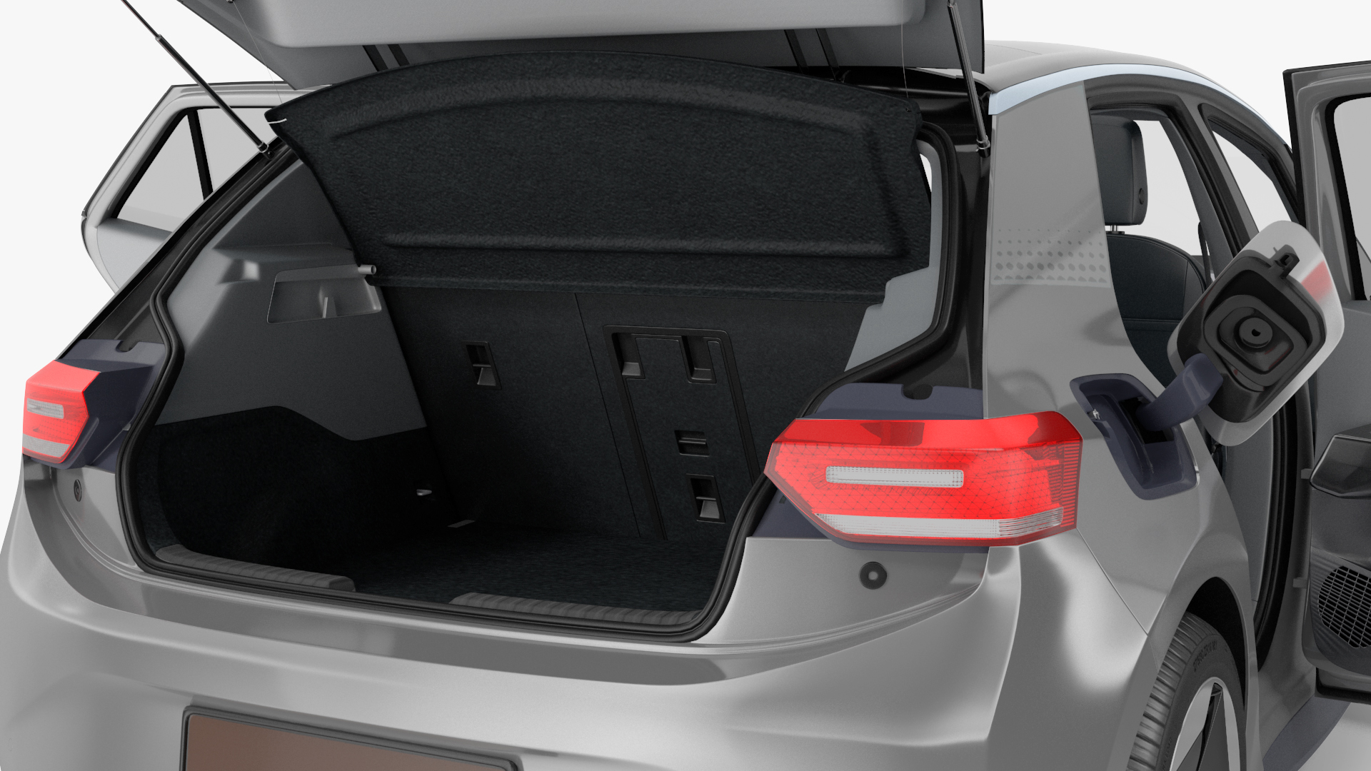 Electric Car Hatchback Rigged 3D model