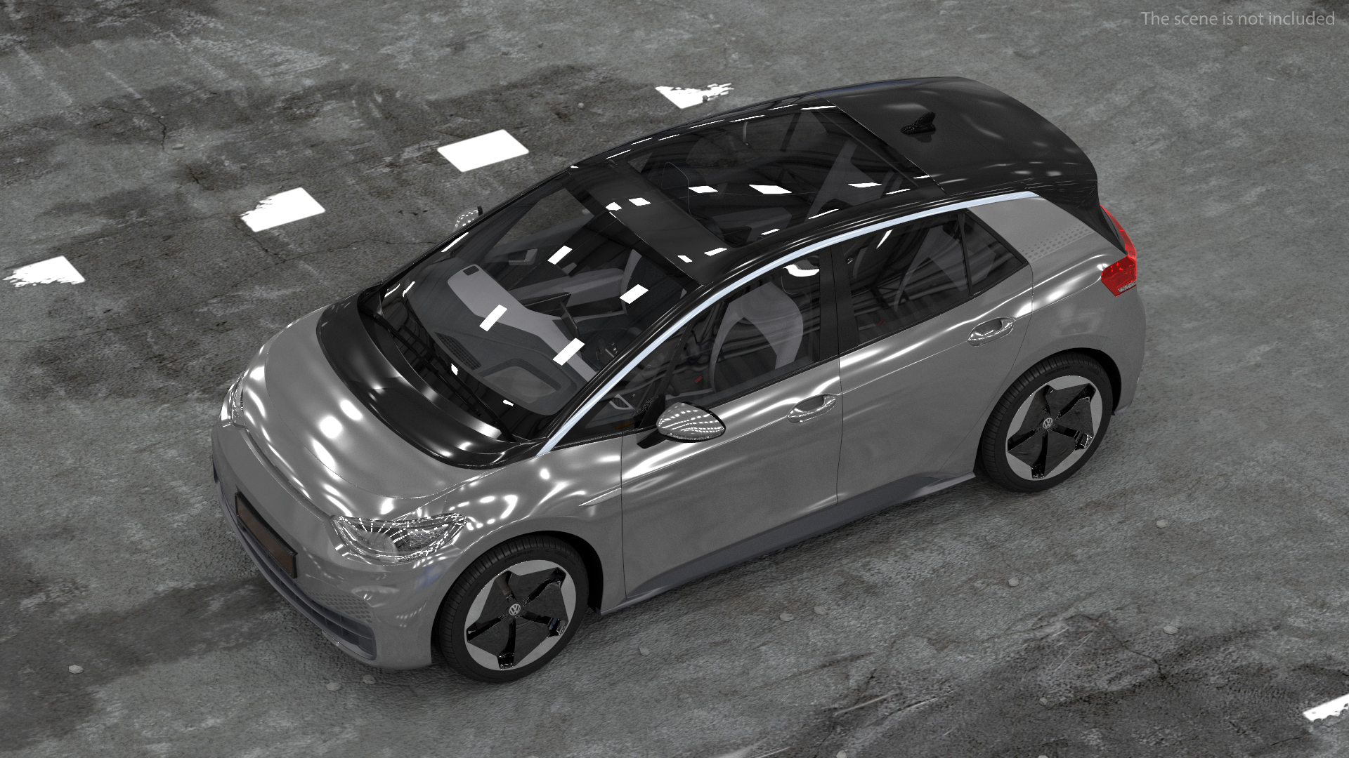 Electric Car Hatchback Rigged 3D model