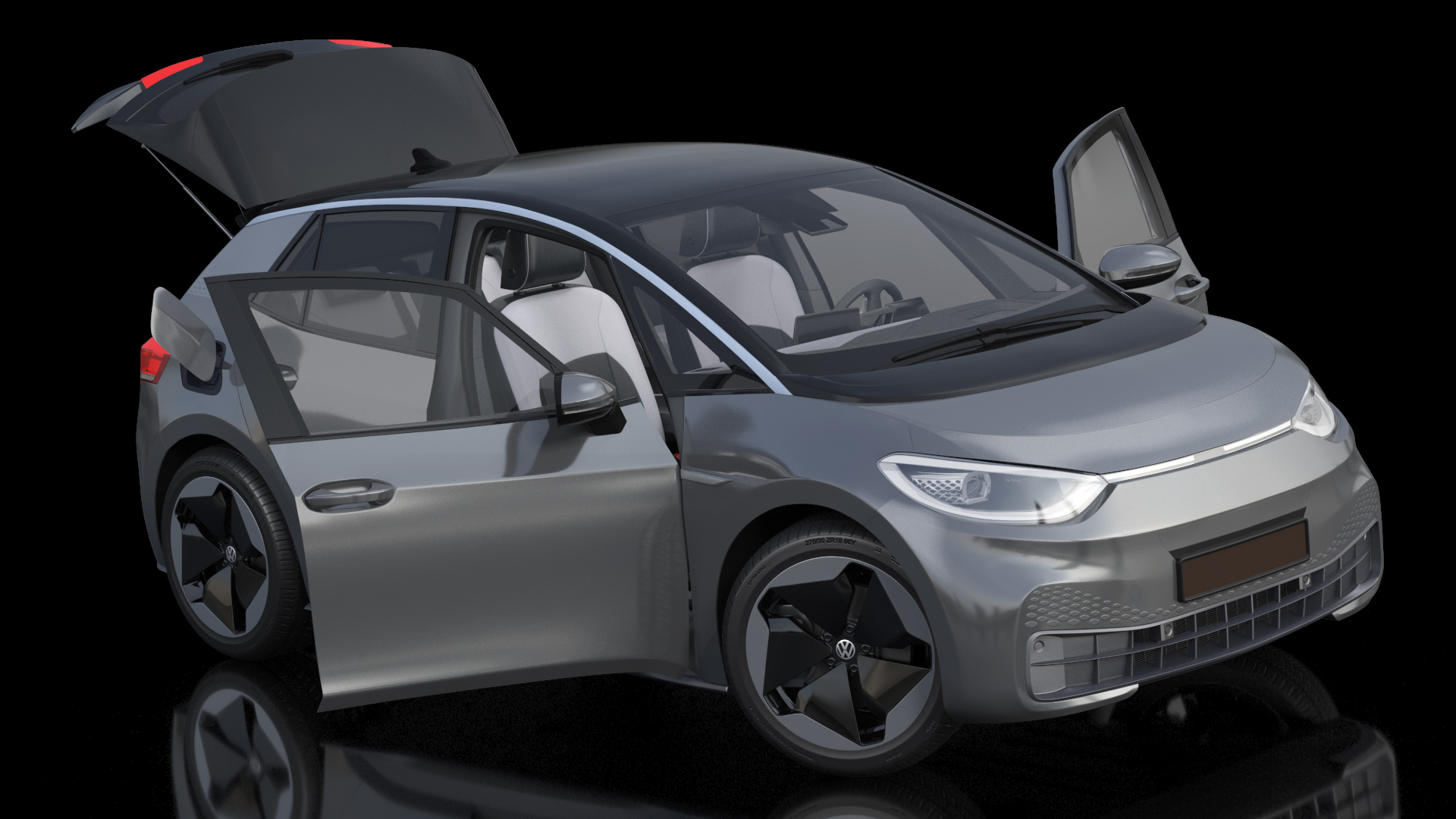 Electric Car Hatchback Rigged 3D model