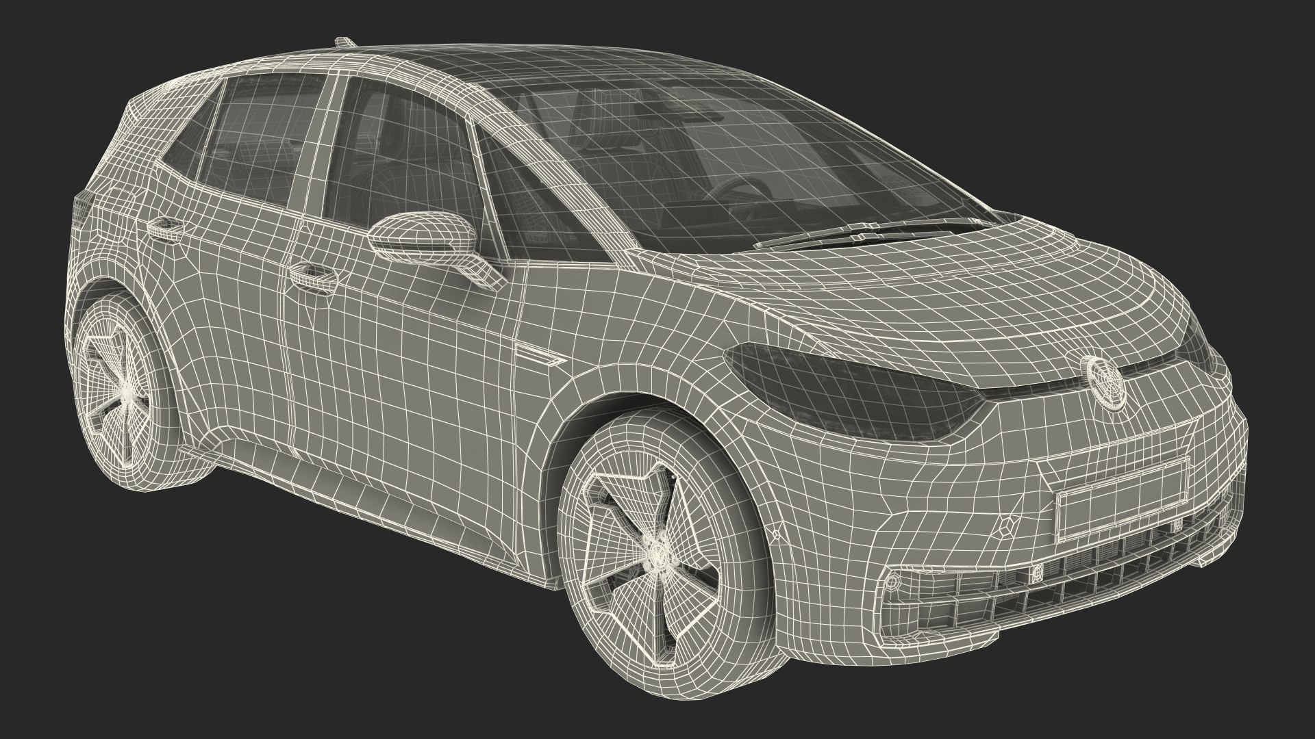 Electric Car Hatchback Rigged 3D model