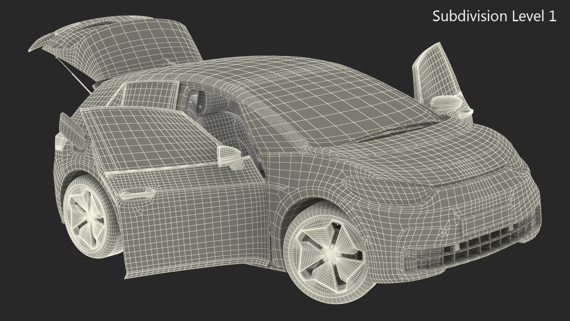Electric Car Hatchback Rigged 3D model