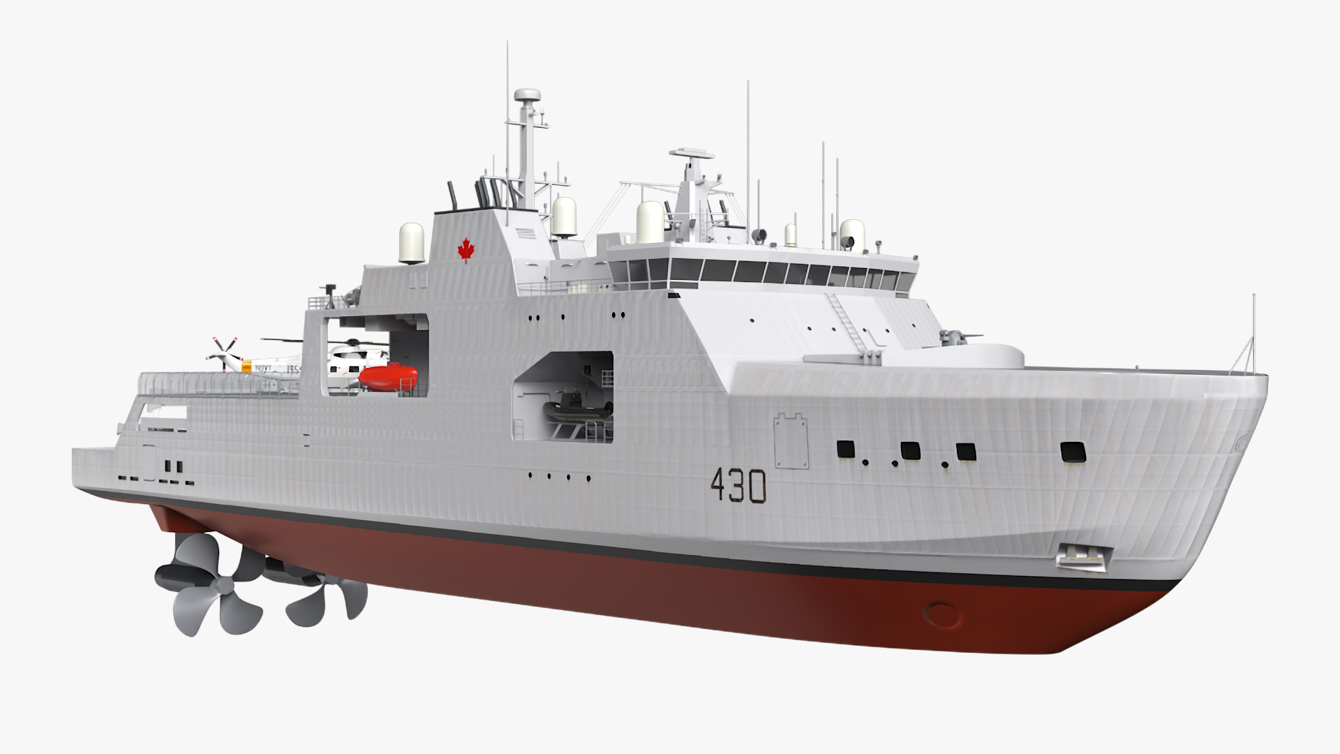 3D Harry DeWolf-Class Offshore Patrol Vessel With Sikorsky Helicopter
