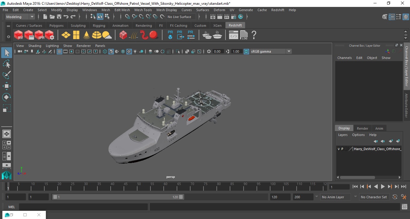 3D Harry DeWolf-Class Offshore Patrol Vessel With Sikorsky Helicopter