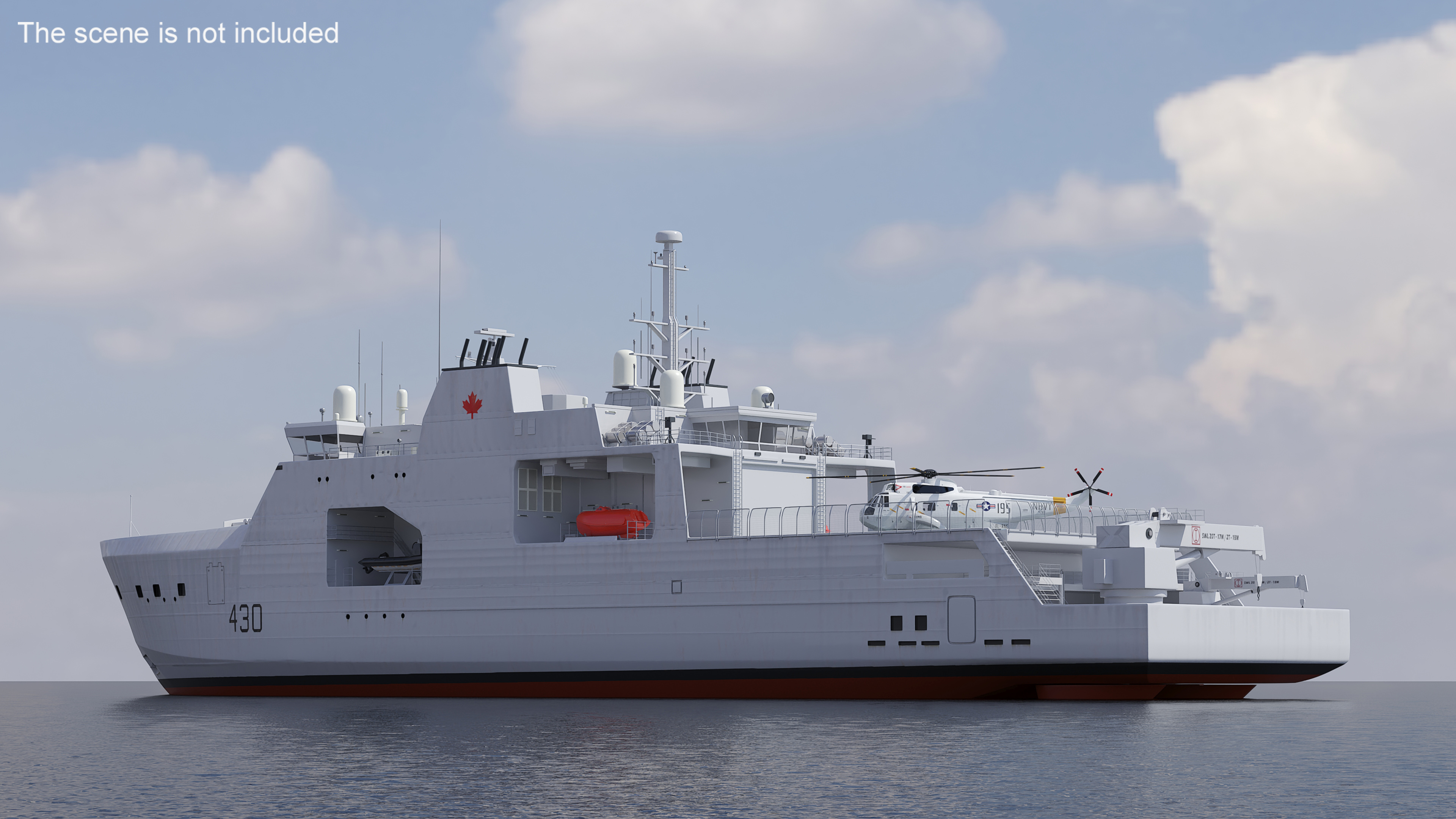 3D Harry DeWolf-Class Offshore Patrol Vessel With Sikorsky Helicopter
