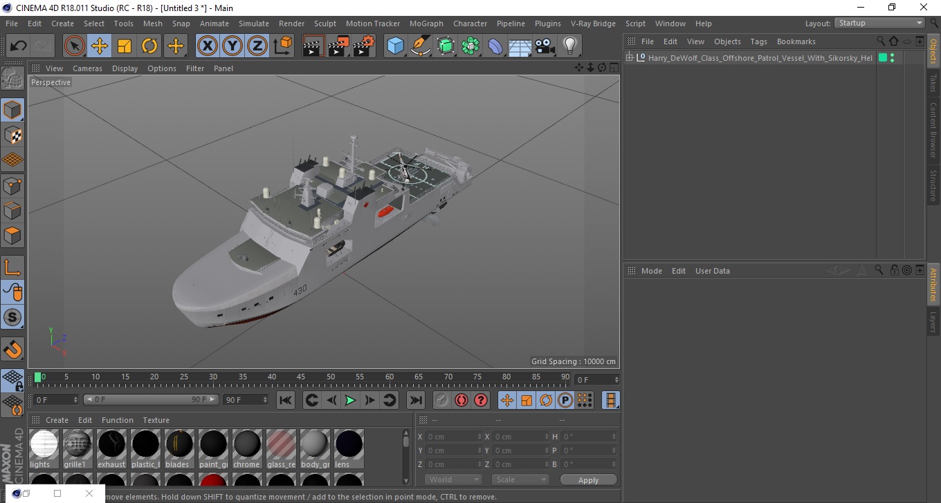 3D Harry DeWolf-Class Offshore Patrol Vessel With Sikorsky Helicopter