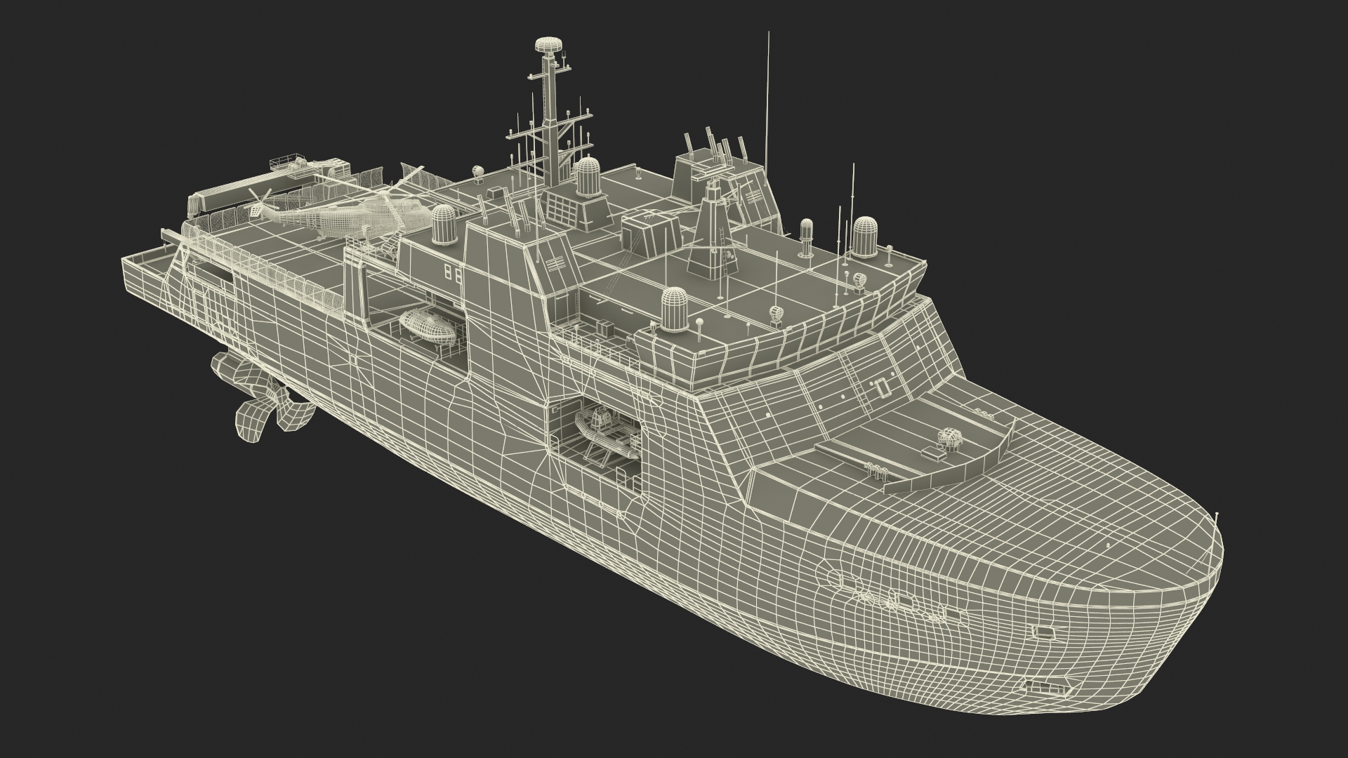 3D Harry DeWolf-Class Offshore Patrol Vessel With Sikorsky Helicopter