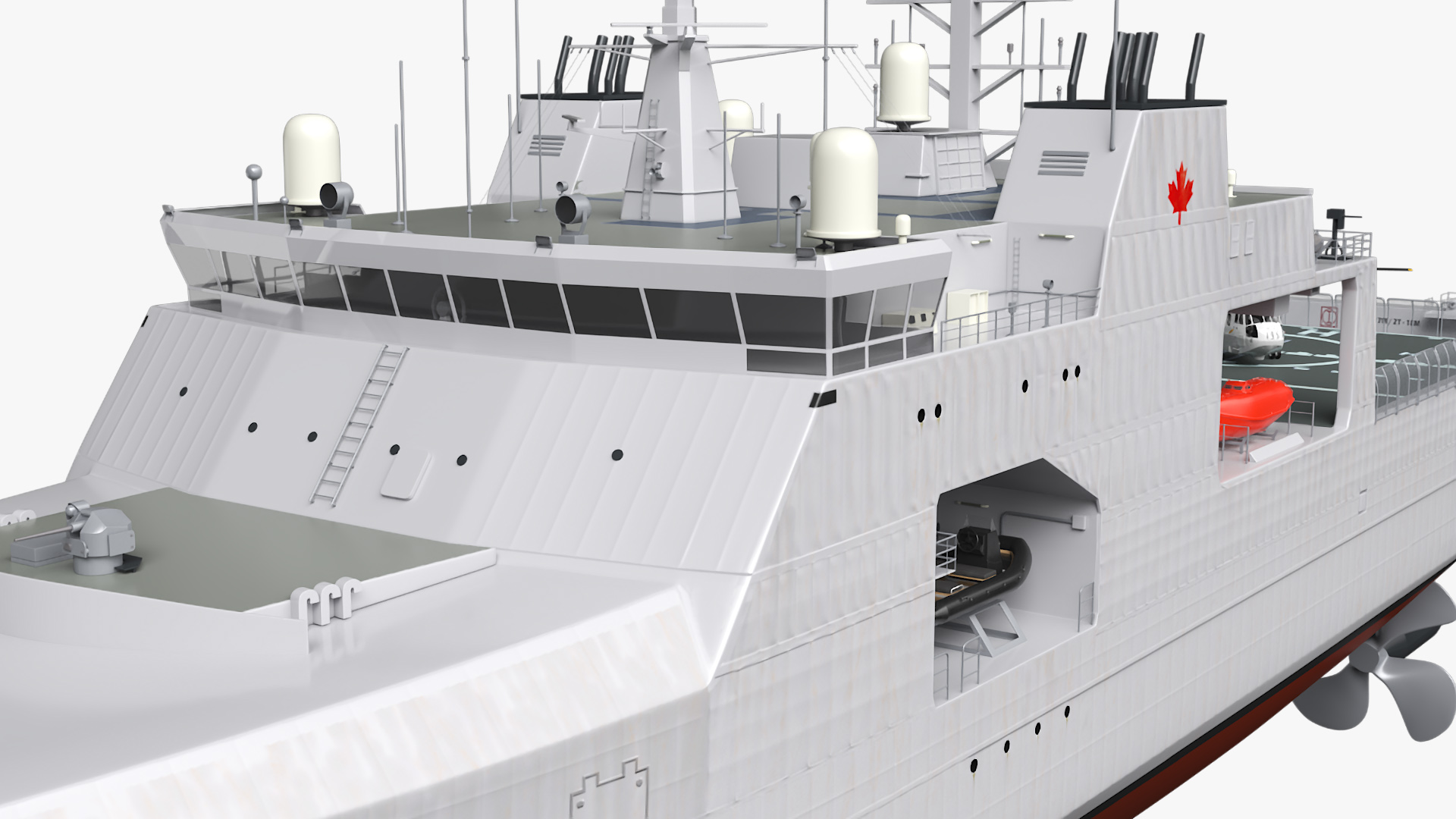 3D Harry DeWolf-Class Offshore Patrol Vessel With Sikorsky Helicopter