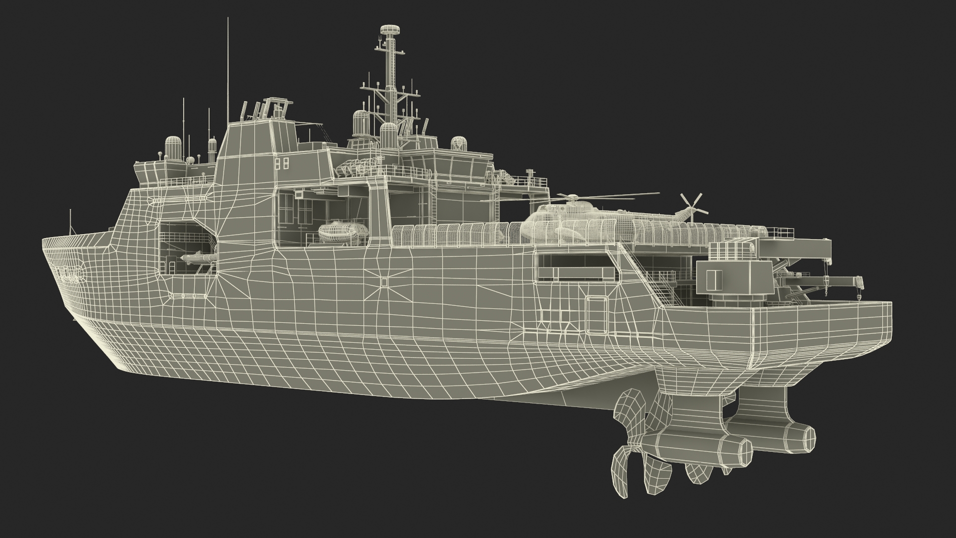 3D Harry DeWolf-Class Offshore Patrol Vessel With Sikorsky Helicopter