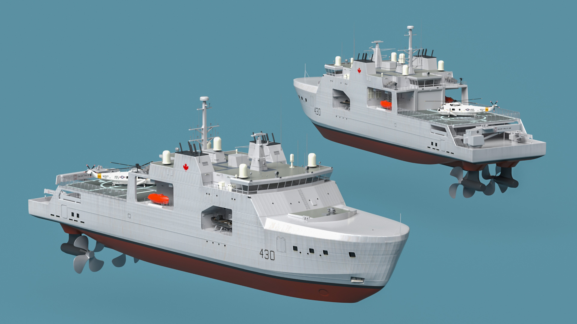 3D Harry DeWolf-Class Offshore Patrol Vessel With Sikorsky Helicopter
