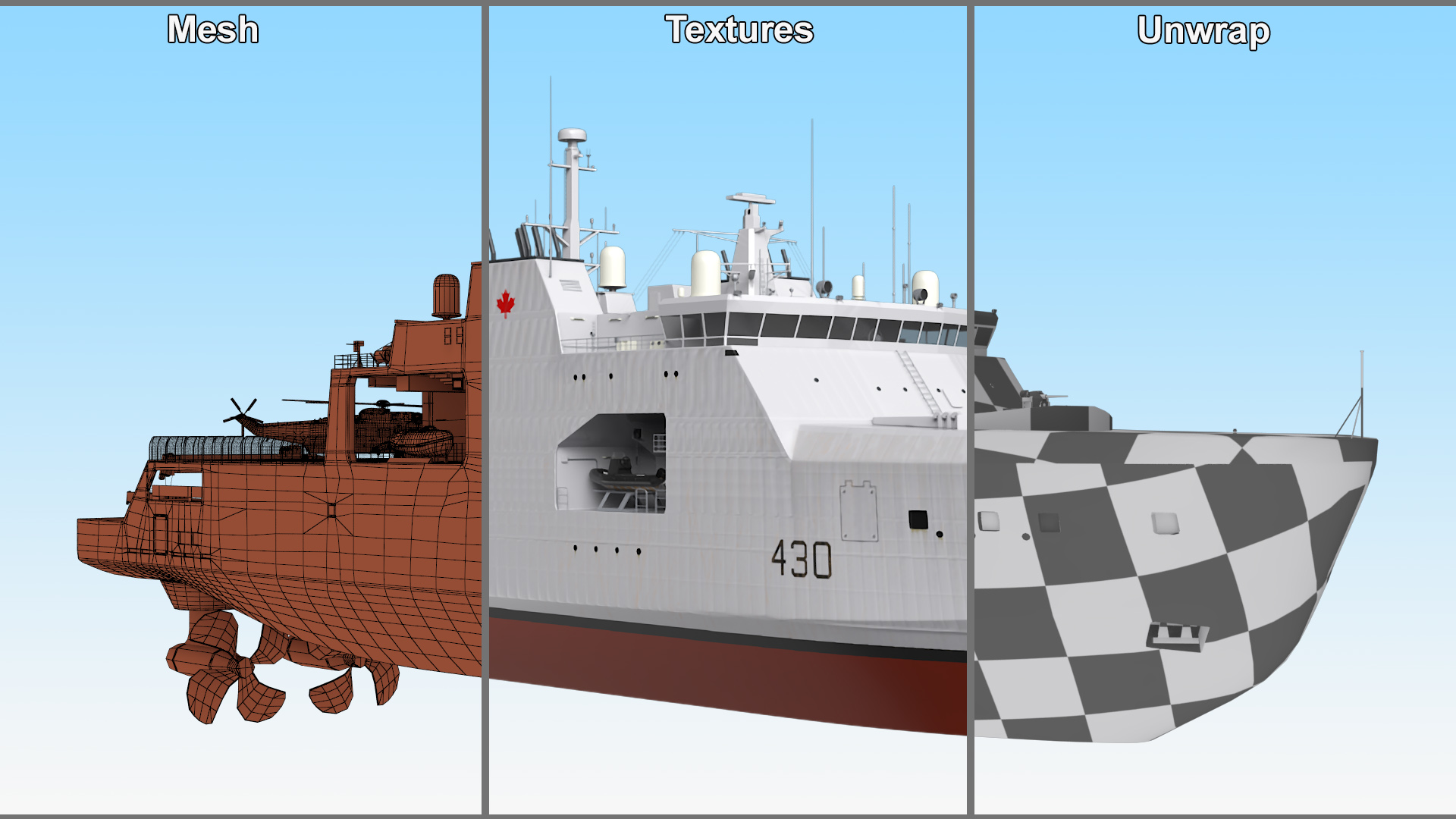 3D Harry DeWolf-Class Offshore Patrol Vessel With Sikorsky Helicopter