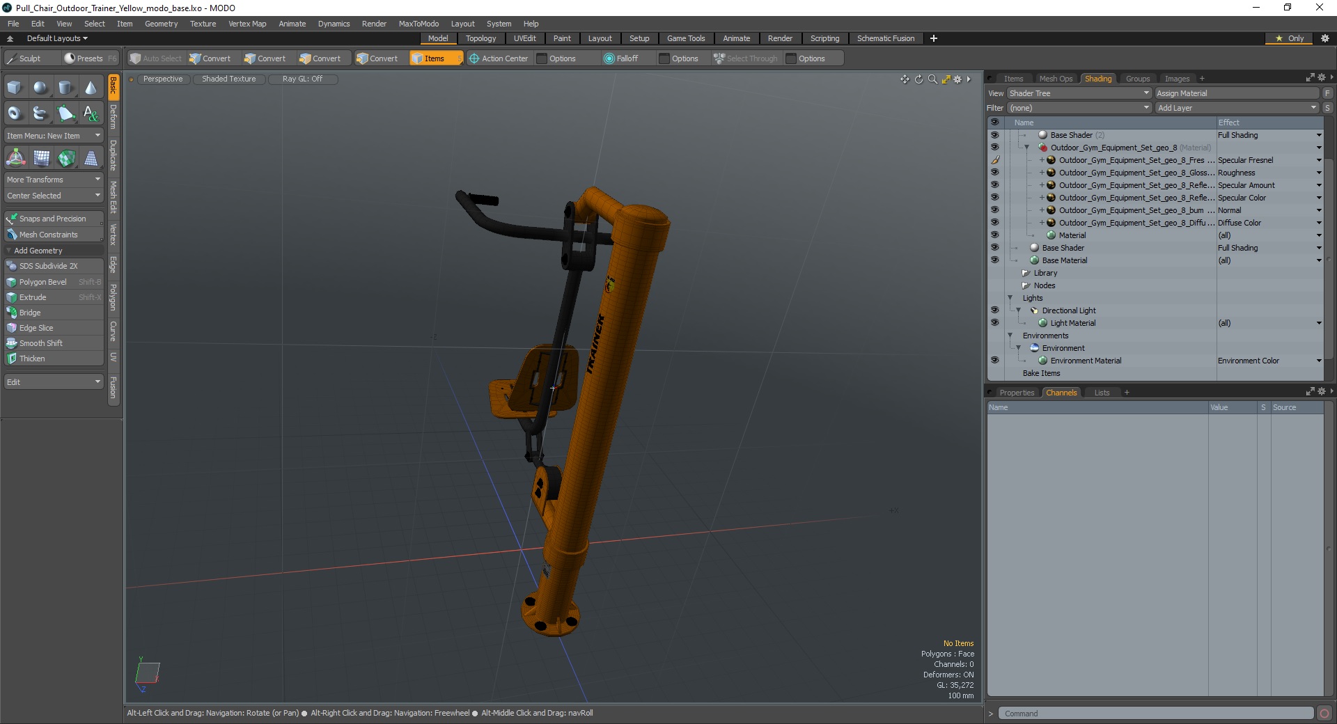 3D Pull Chair Outdoor Trainer Yellow model