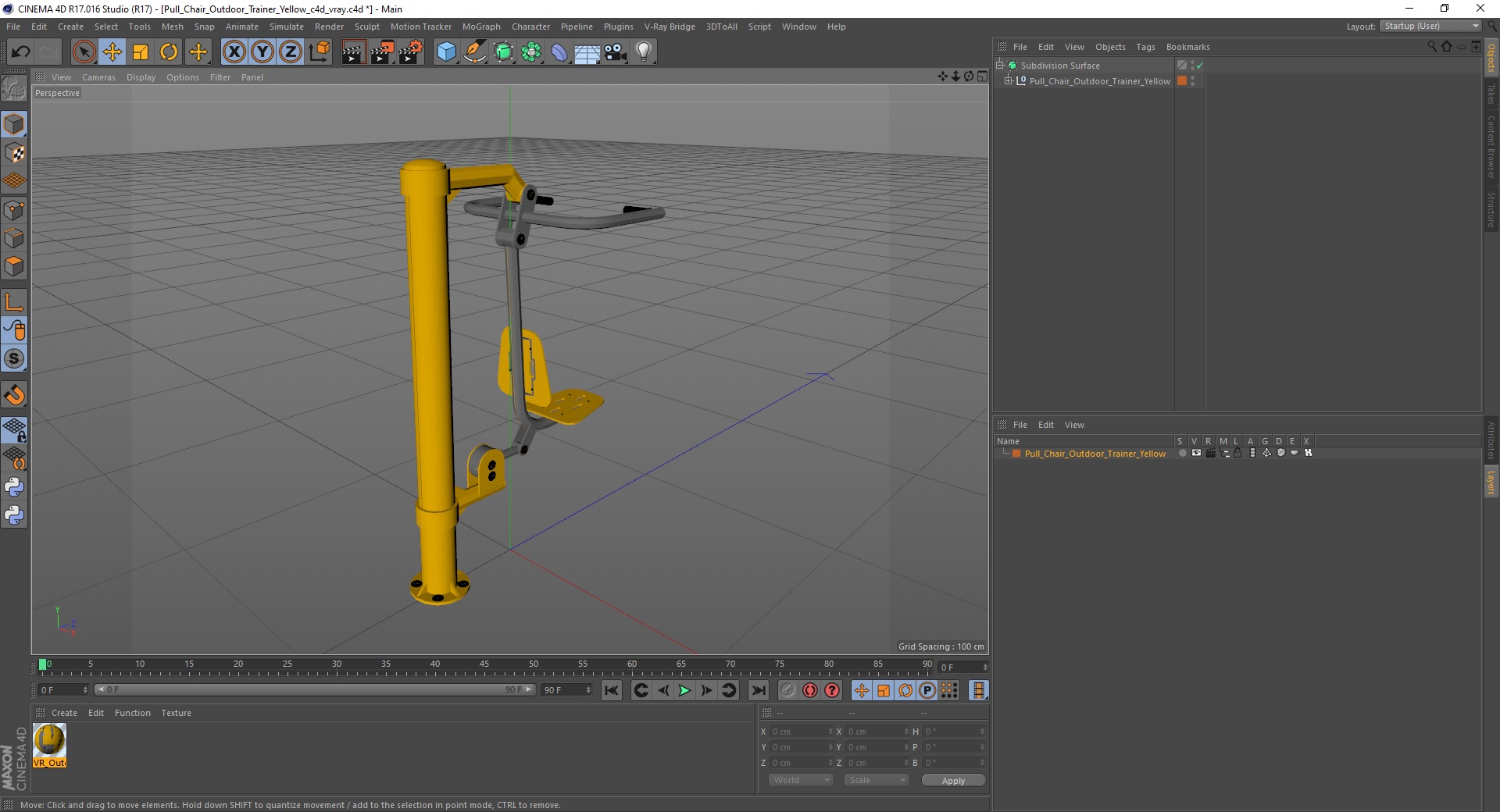 3D Pull Chair Outdoor Trainer Yellow model
