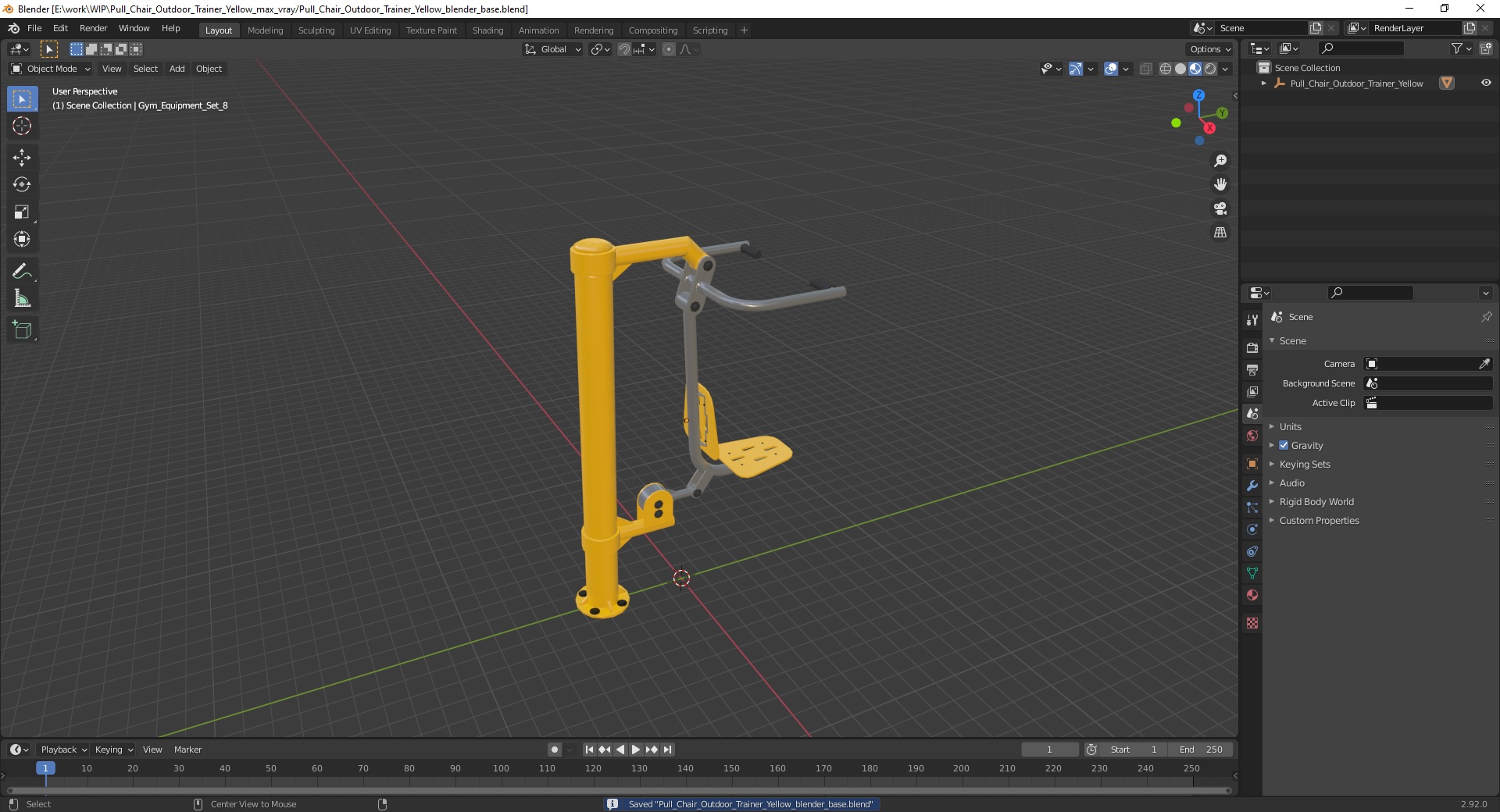 3D Pull Chair Outdoor Trainer Yellow model