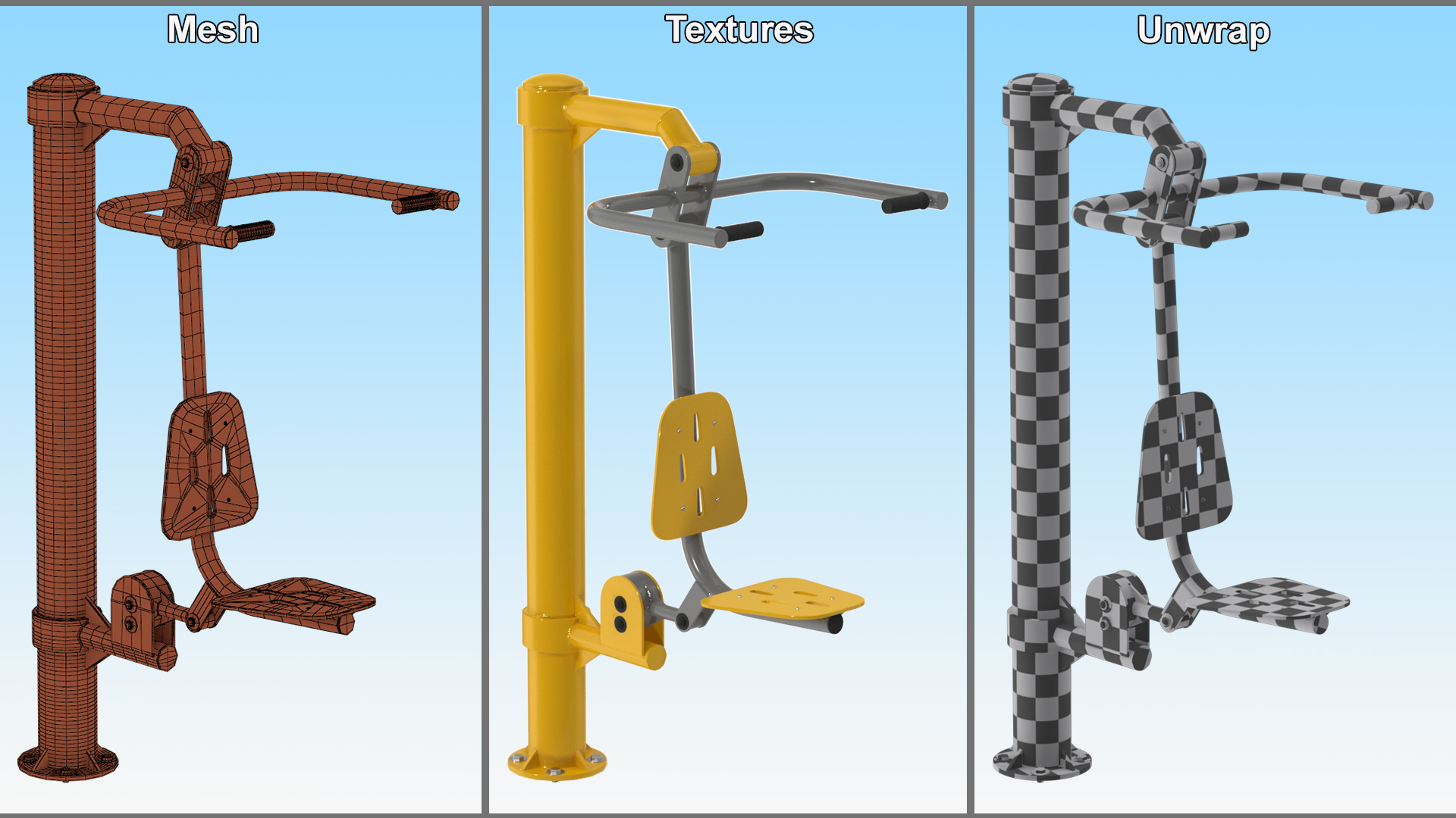 3D Pull Chair Outdoor Trainer Yellow model
