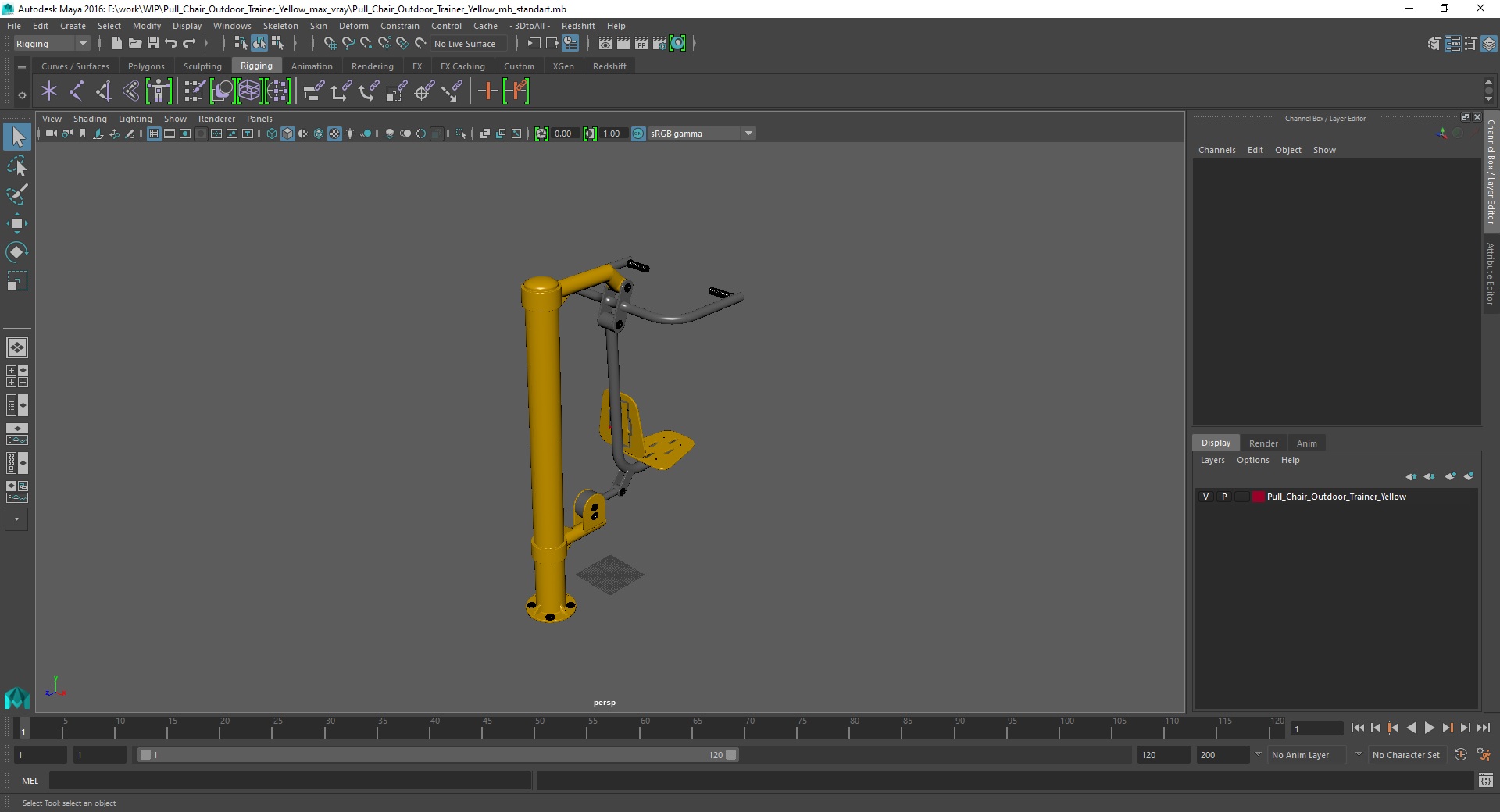 3D Pull Chair Outdoor Trainer Yellow model