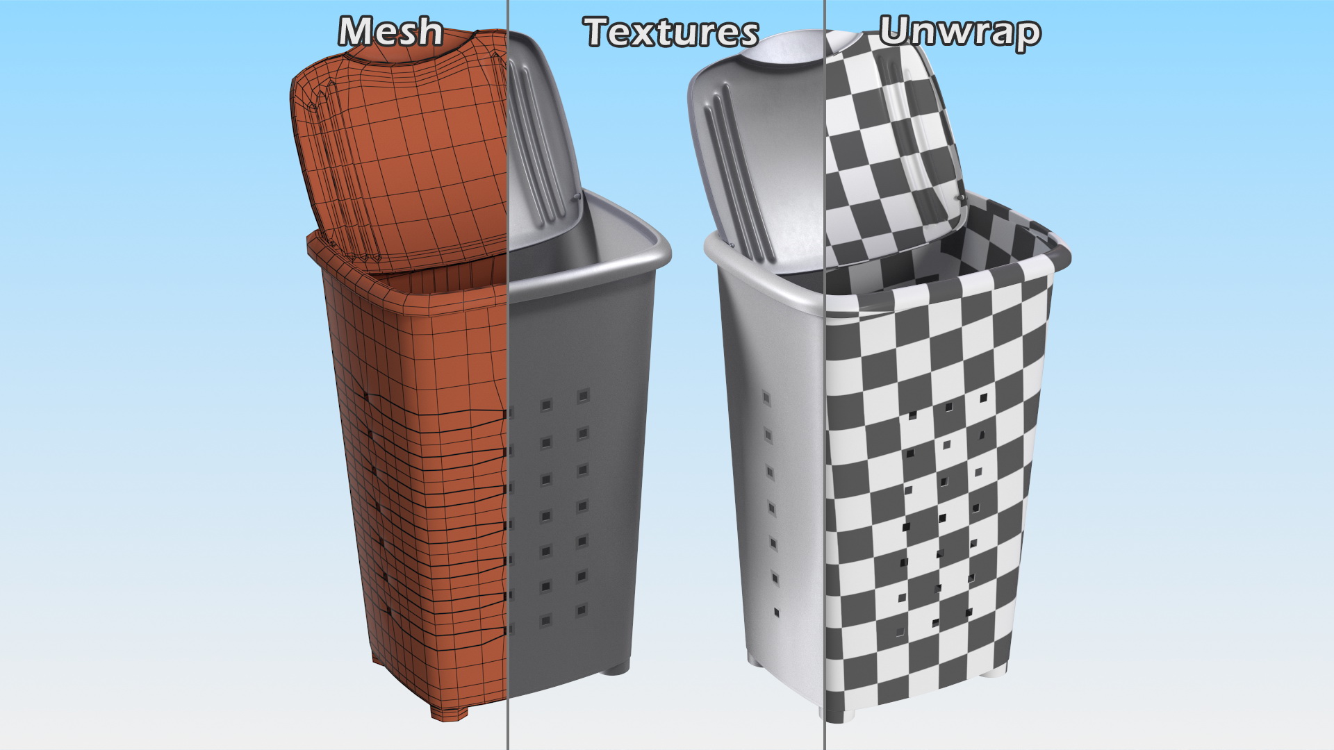 Plastic Laundry Basket Silver 3D model