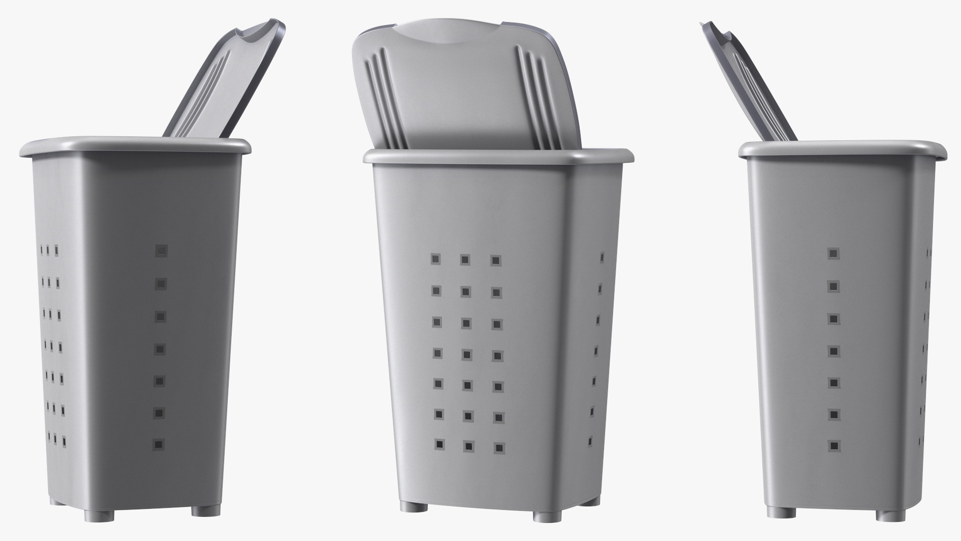 Plastic Laundry Basket Silver 3D model